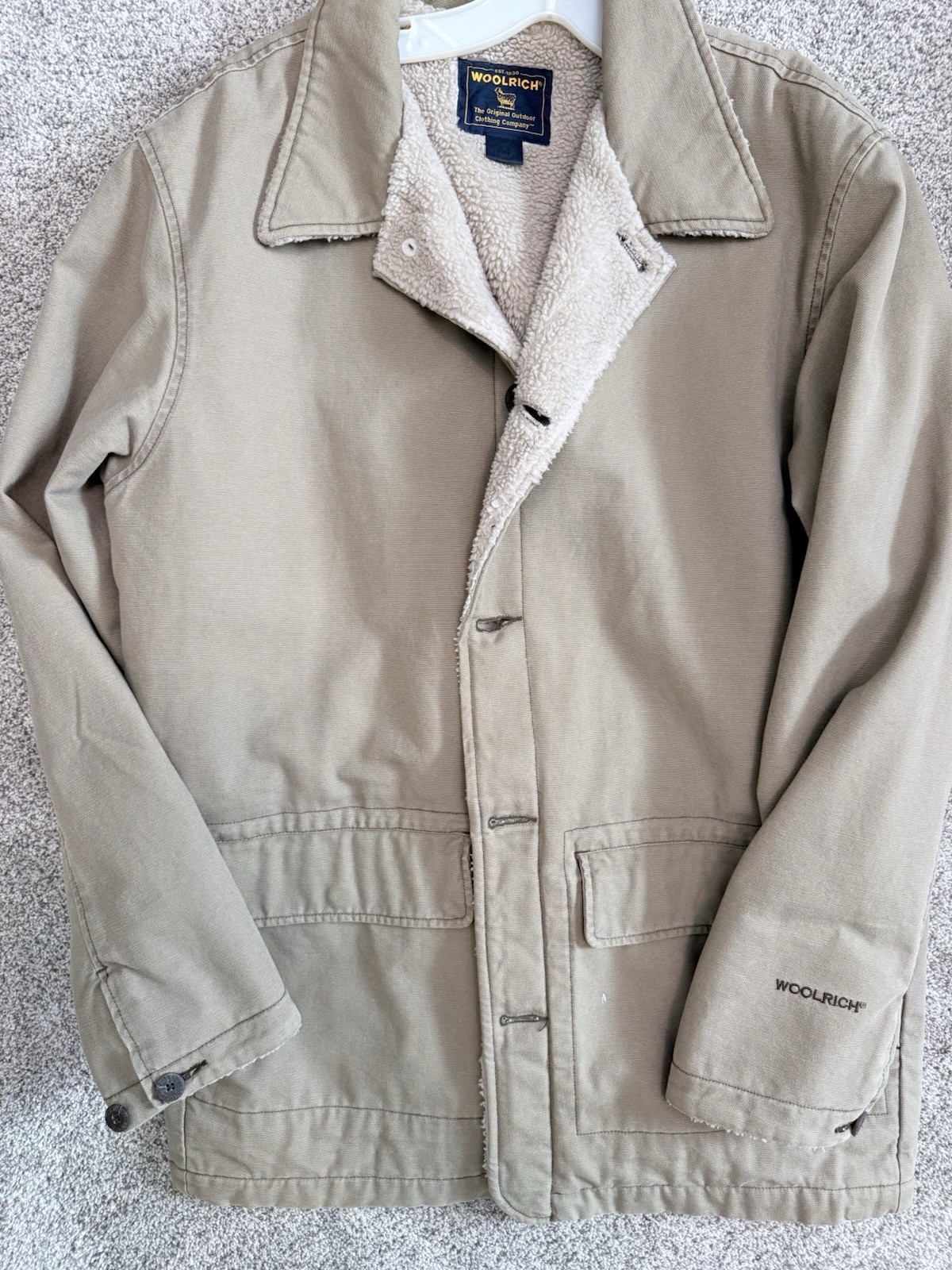 Woolrich Field Jacket Fleece Wool Lined Medium Wheat