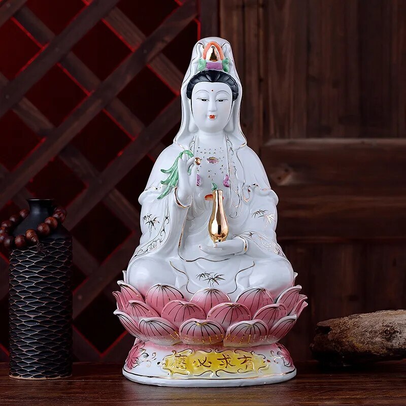 Ceramic Buddha ornaments temple Pray for peace Guanyin Buddha Statue Craft