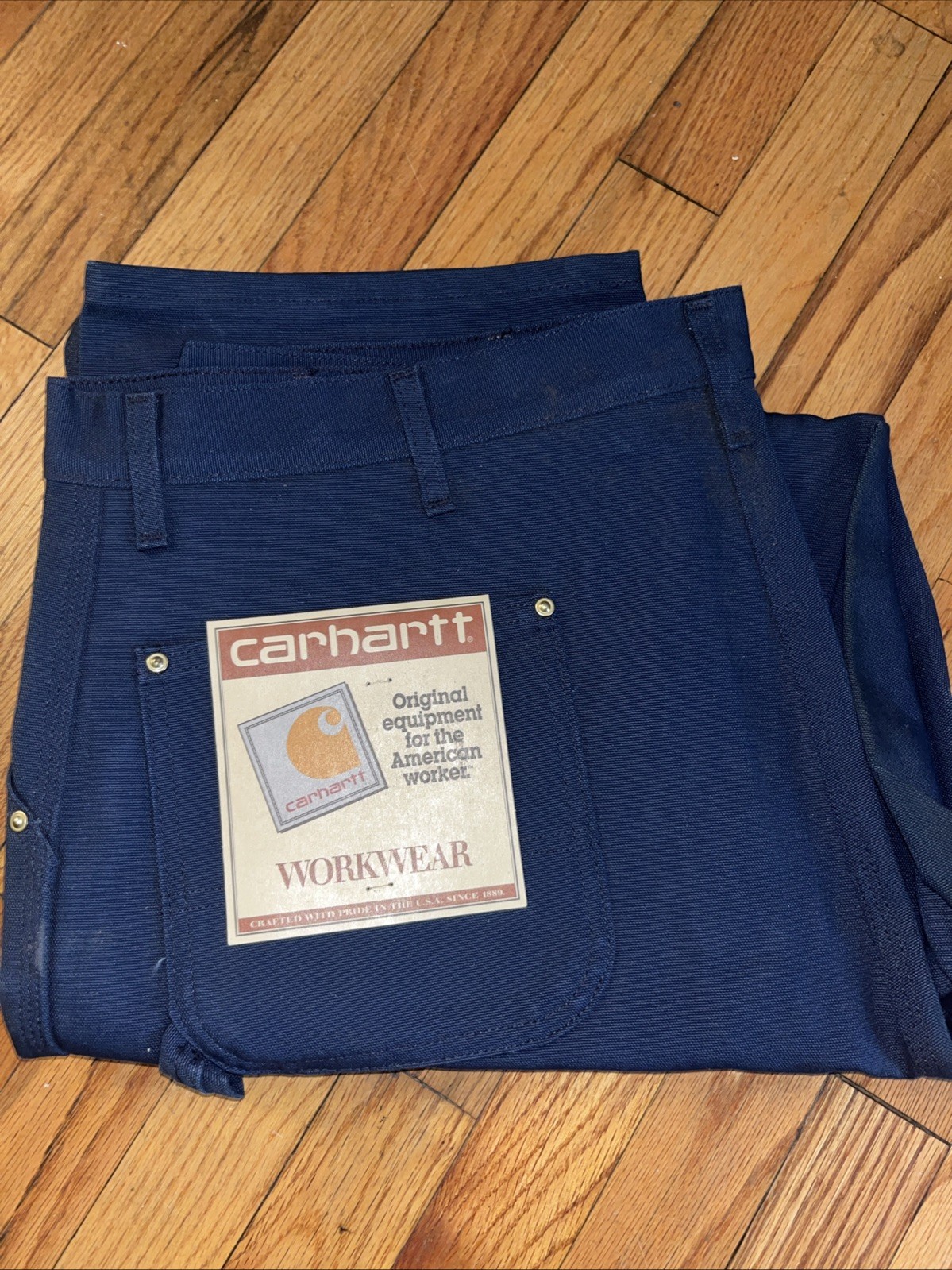 Vtg Carhartt Pants Mens 44x34  Navy WU1302 Dungaree Union Made In USA Deadstock