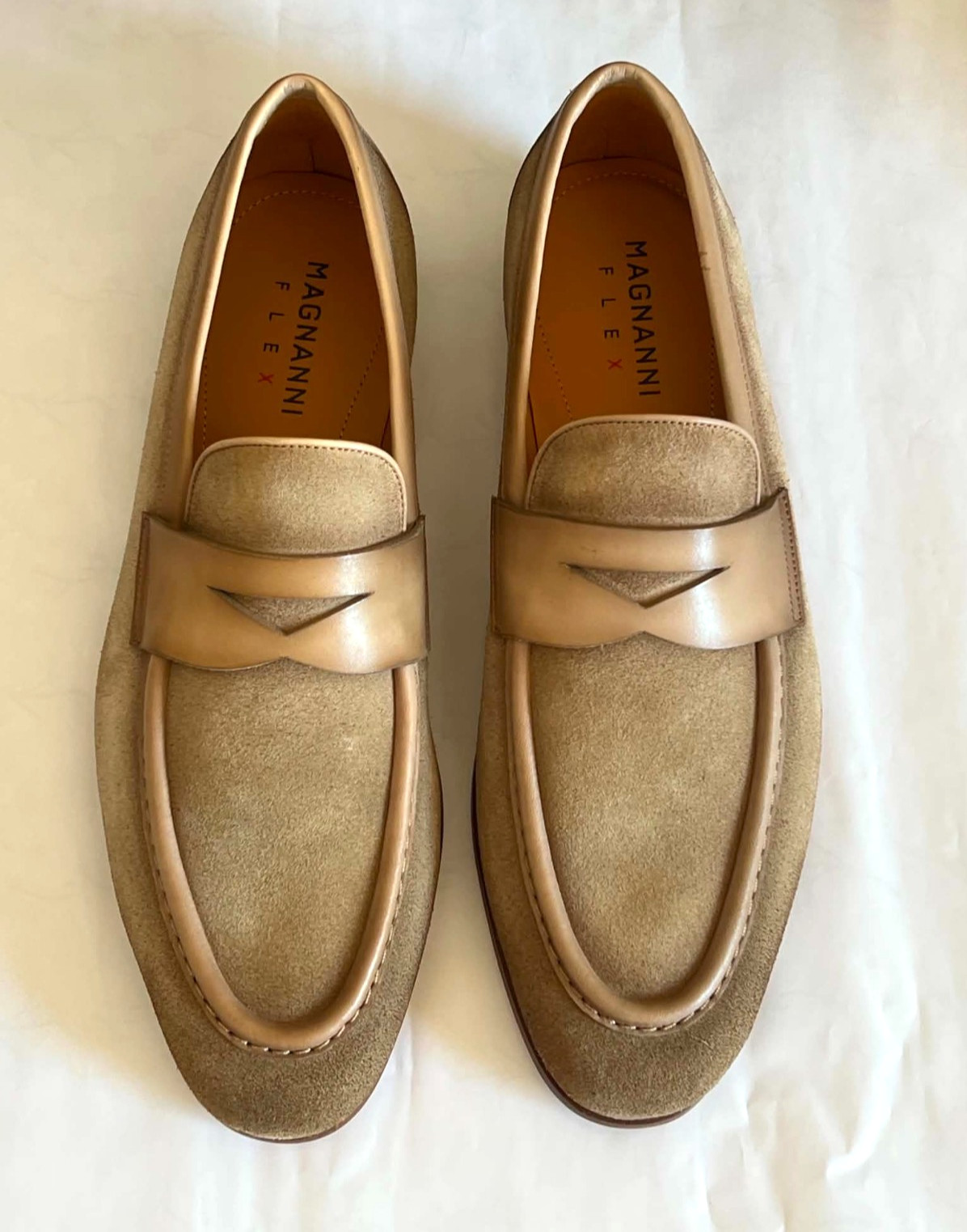 Magnanni Flex Men\'s Tan Suede Penny Loafers | Style 25617 | Size US 8 / EU 41