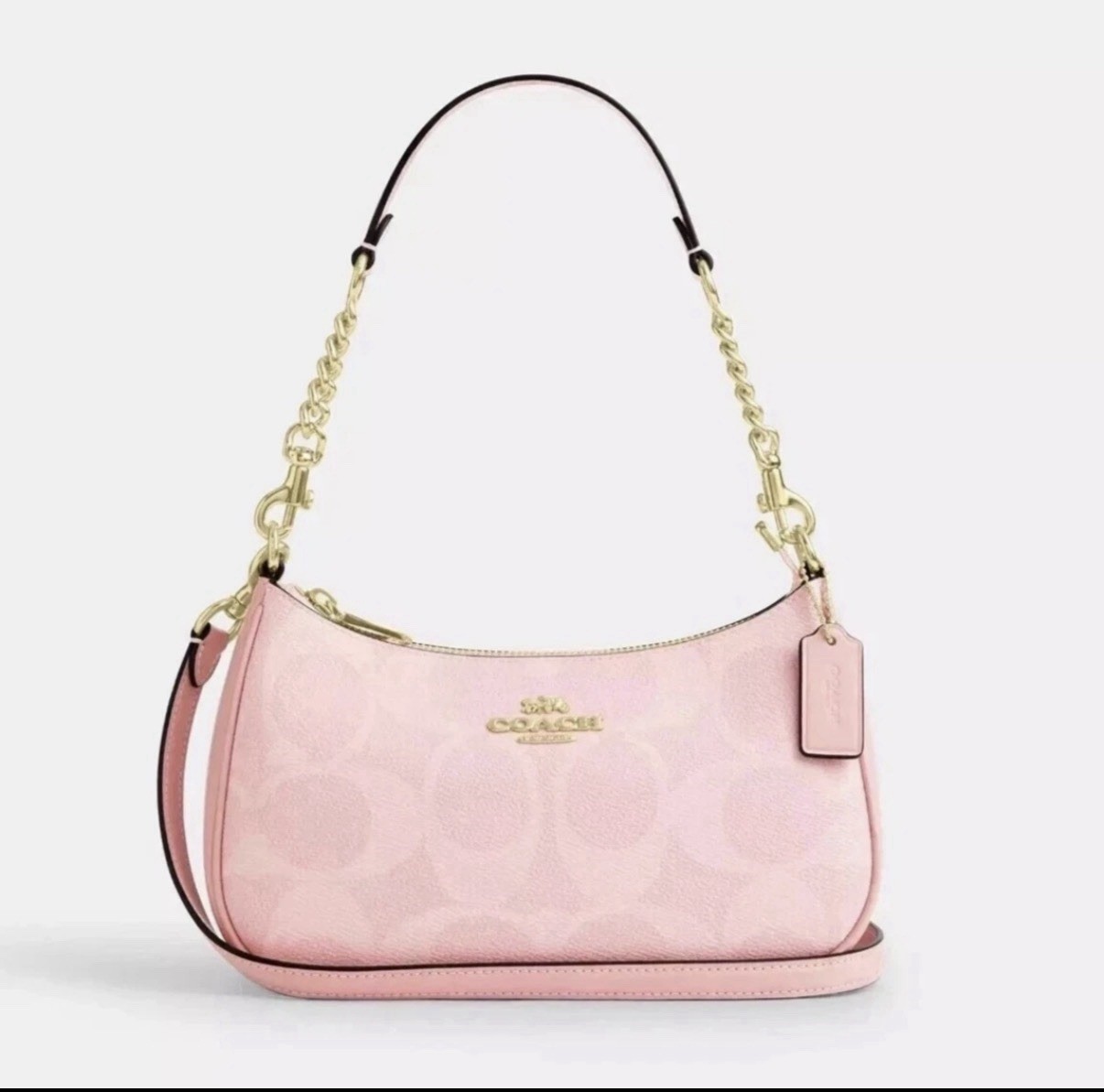 Coach Teri Shoulder Bag Signature Canvas, Powder Pink Coach Teri Shoulder Bag Signature Canvas, Powder Pink