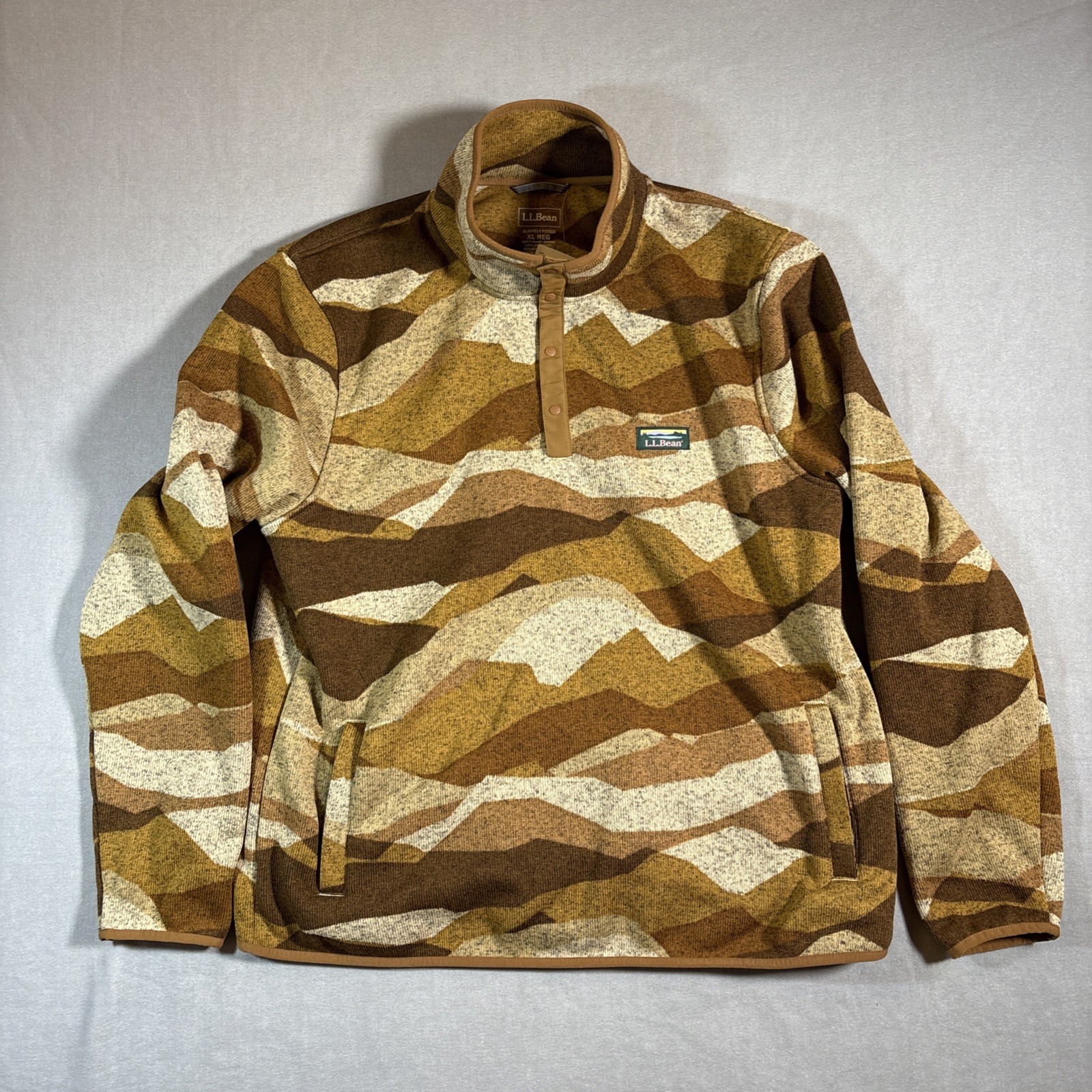 L.L. Bean Sweater Mens XL Slightly Fitted Boulder Abstract Mountain Snap Fleece L.L. Bean Sweater Mens XL Slightly Fitted Boulder Abstract Mountain Snap Fleece