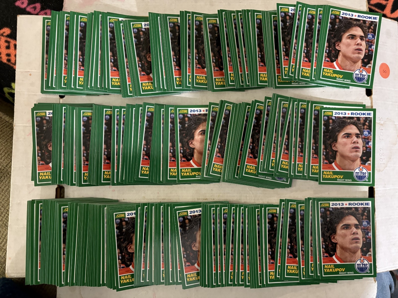 Lot of (300) Nail Yakupov Rookie Cards 2013 Score 25th Anniversary Green RC #1 Lot of (300) Nail Yakupov Rookie Cards 2013 Score 25th Anniversary Green RC #1