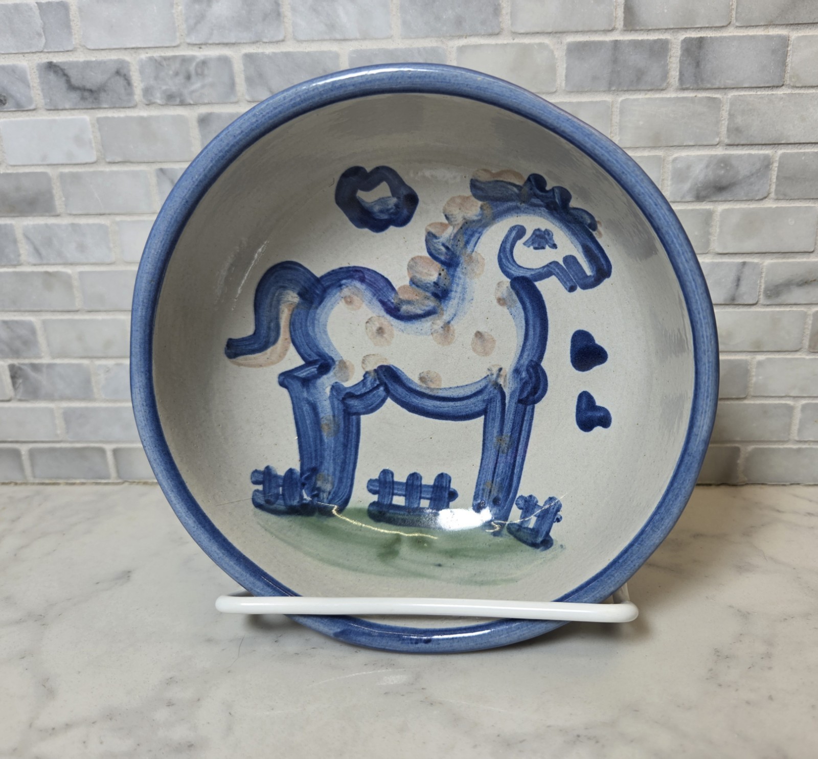M A Hadley Stoneware Pottery Horse Cereal Soup Bowl M A Hadley Stoneware Pottery Horse Cereal Soup Bowl