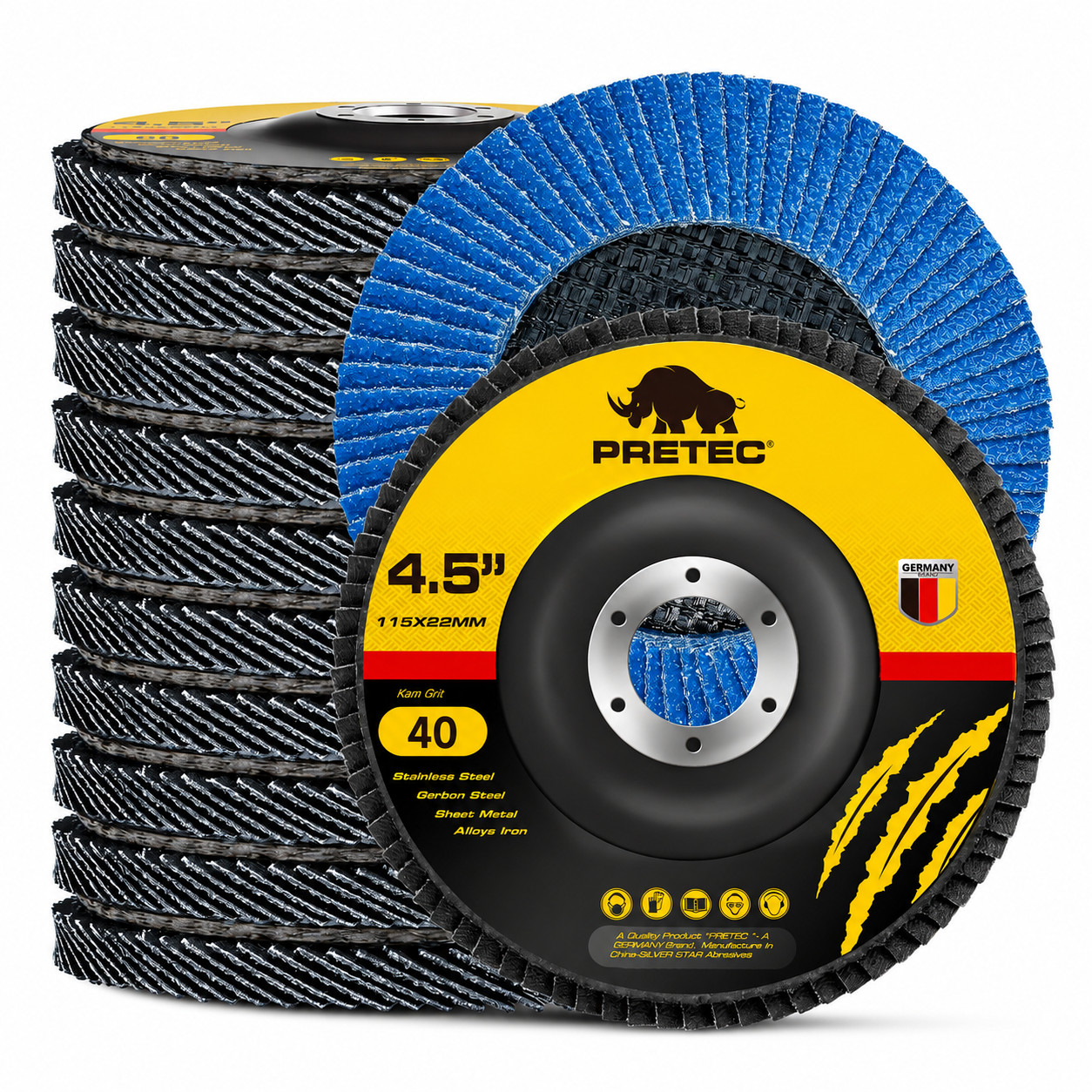 12Pack 4-1/2 Zirconia Flap Sanding Discs 40/60/80/120 Grit T27 7/8 Angle Grinder