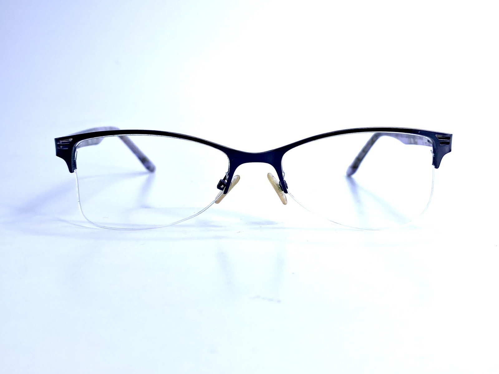 New BCBG Maxazria Cat Eye Half Rim Eyeglasses Milena Blue Nightfall 54 17 135