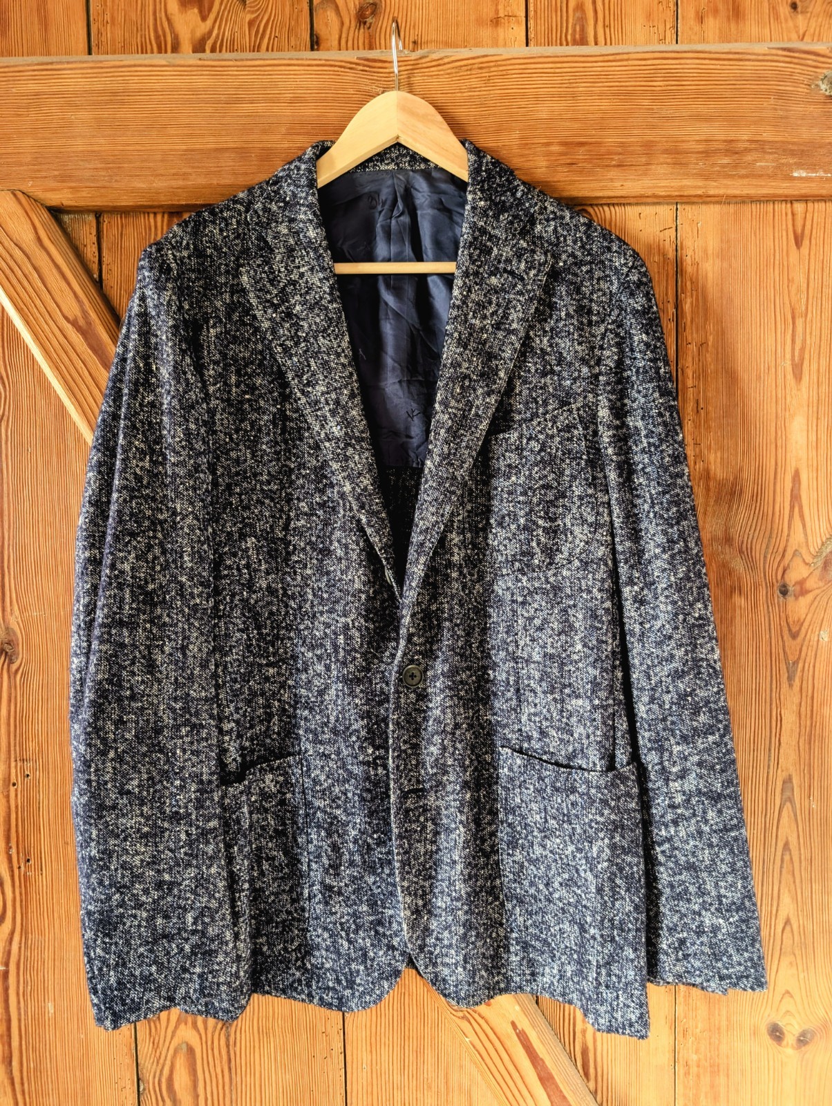 Isaia Napoli blazer silk alpaca size 50 suit melange dark blue sport coat