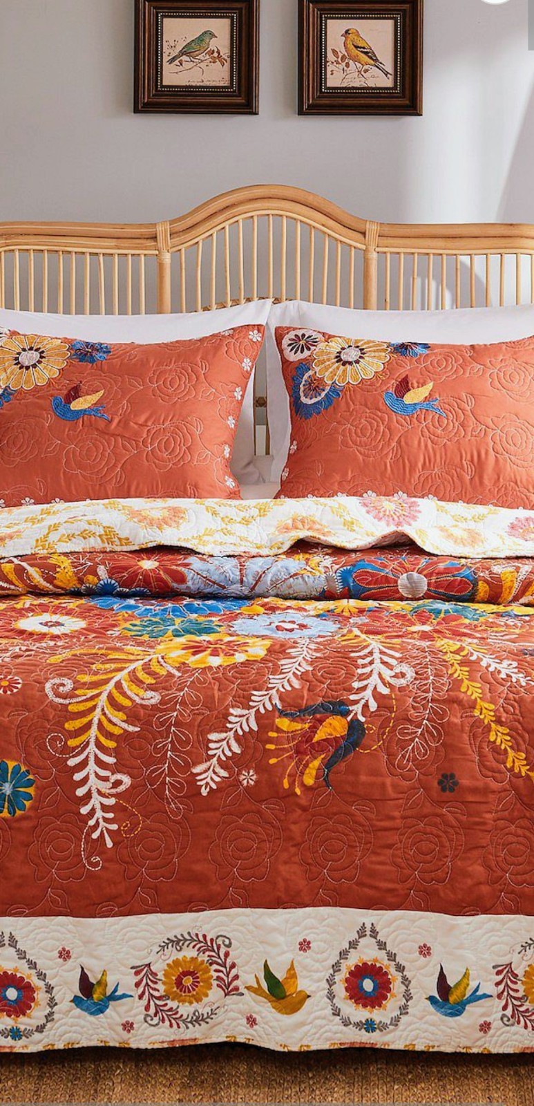 Greenland Home Fashions Topanga Floral Queen Quilt Set with Shams Boho Greenland Home Fashions Topanga Floral Queen Quilt Set with Shams Boho