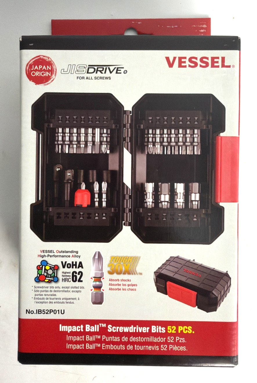 [NEW] (IB52P01U) VESSEL 52-PC IMPACT BALL Torsion Bit Set with Hard Case