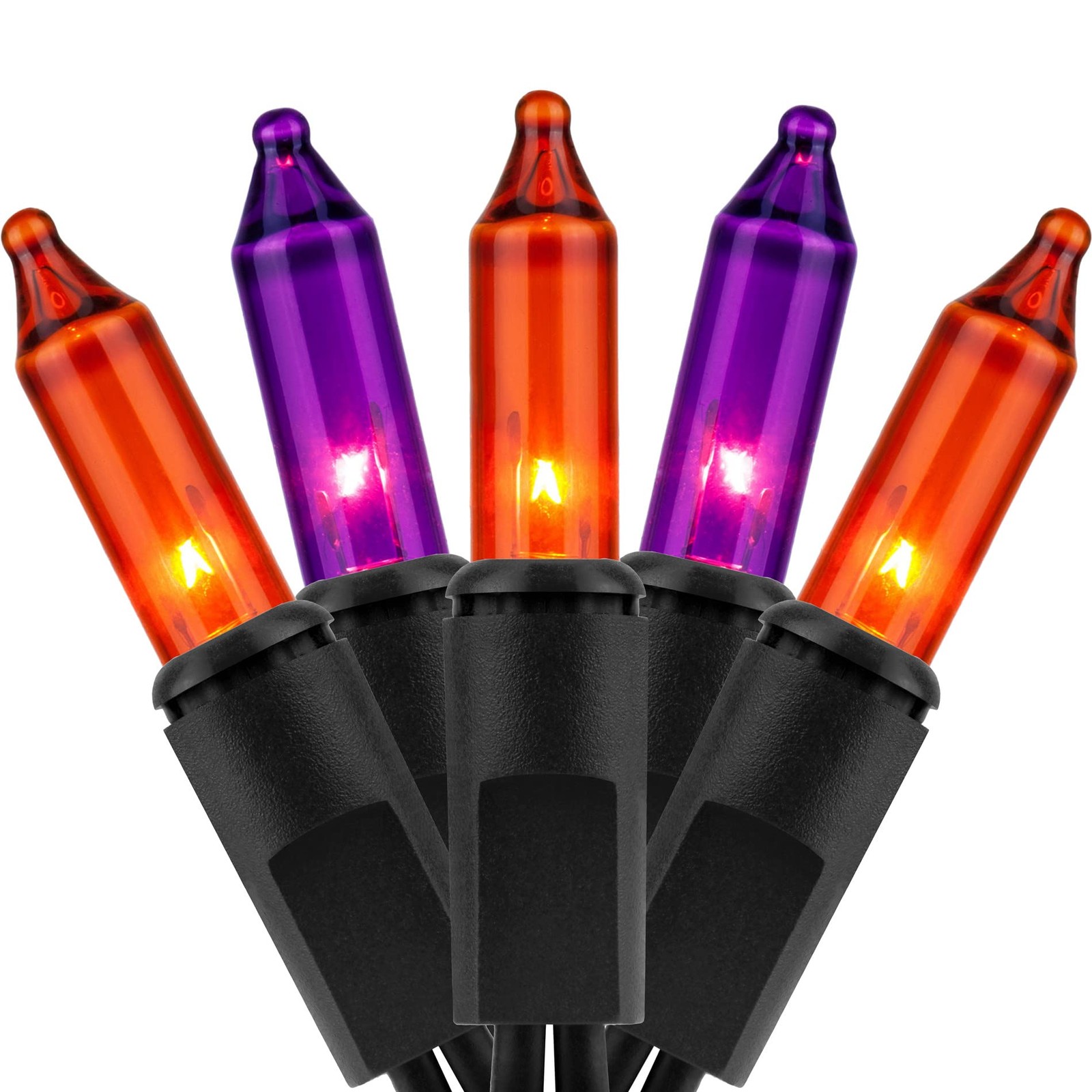 YULETIME 200 Orange Purple Halloween Lights, 2-Set 21 ft 100 ct Black Wire YULETIME 200 Orange Purple Halloween Lights, 2-Set 21 ft 100 ct Black Wire