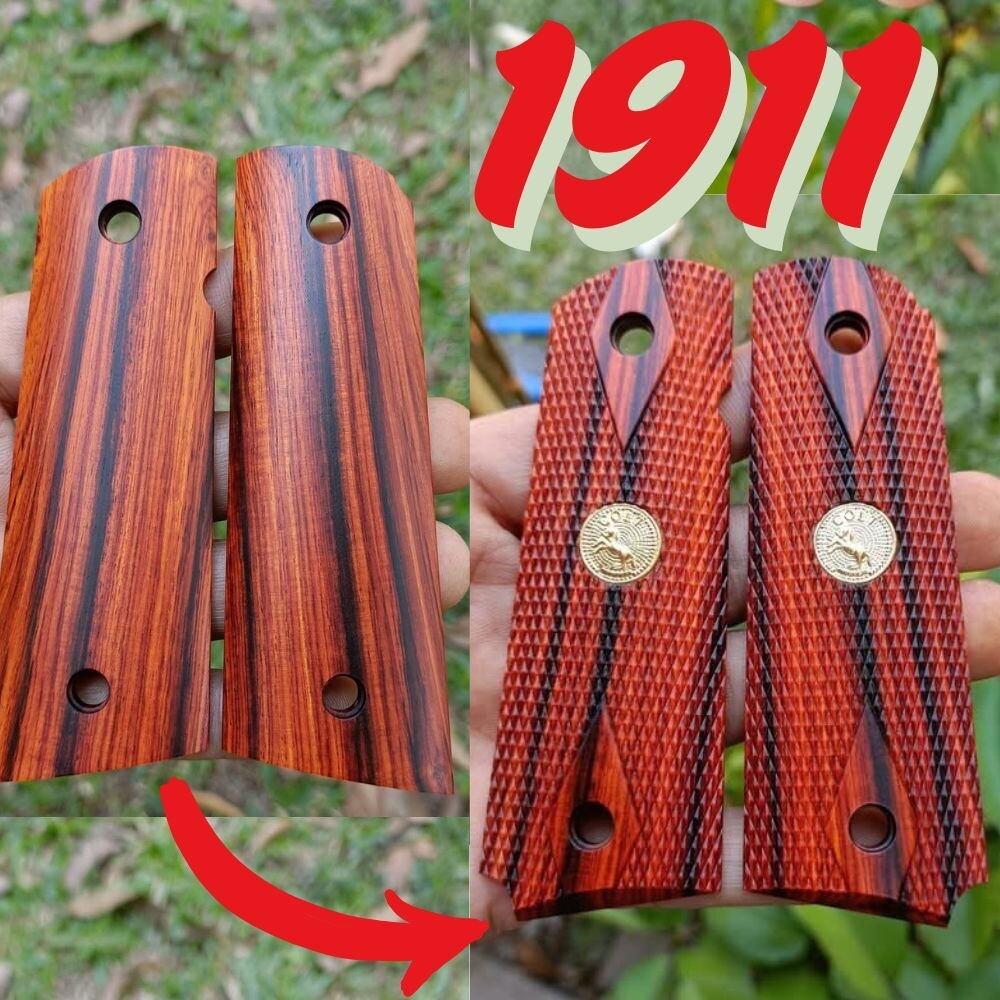 Grip for 1911 THAI unique Ebony heartwood Auspicious wood Gun TH.