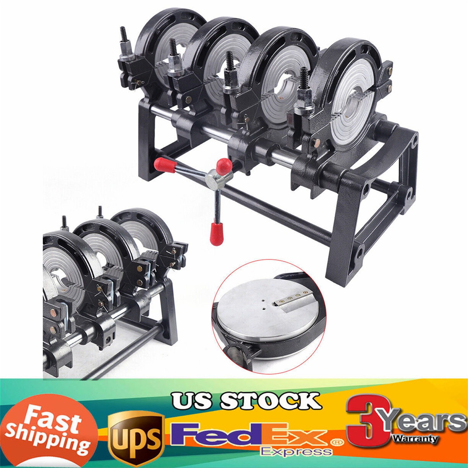 HDPE PP PE Butt Fusion Welding Machine Manual Piping Pipe Fusion Welder 4 Clamps