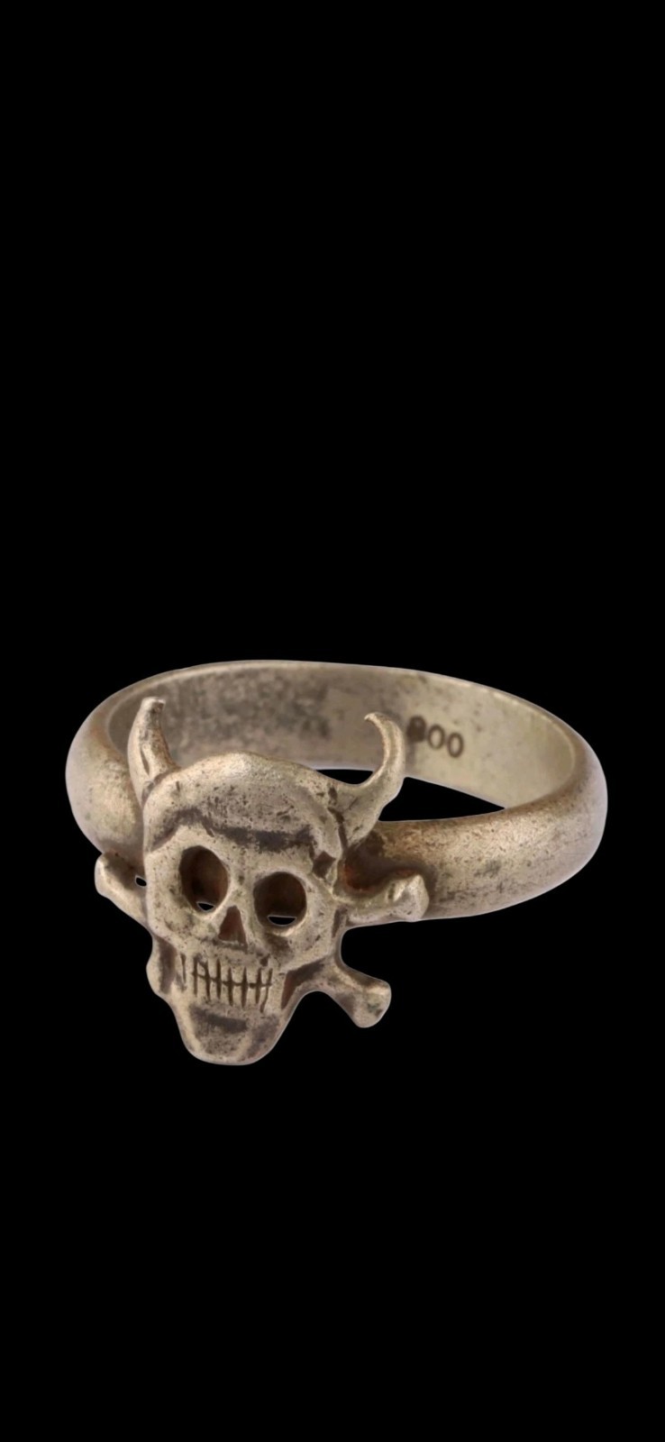 Antique Ww1 Ww2 Era Central European Ring Amulet Devil Satan 800 Silver
