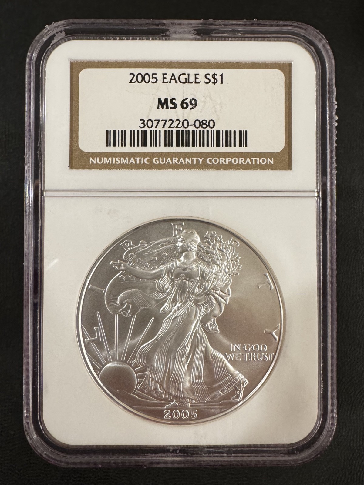 2005 American Silver Eagle NGC MS69 Brown Label 1 oz .999 Silver ASE
