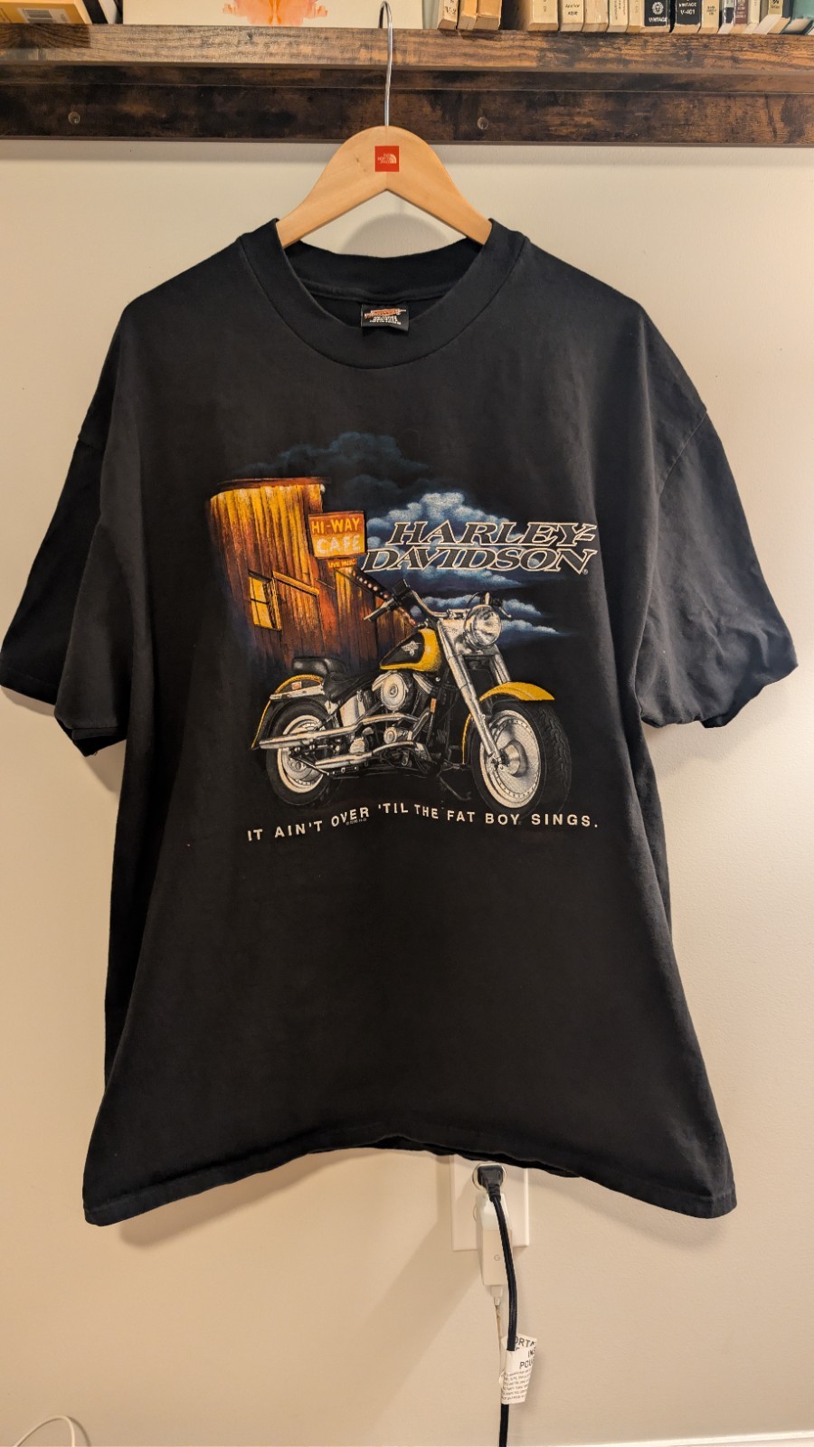 Vintage Harley Davidson Fat Boy T-shirt size XL Black Faded Single Stitch USA BH