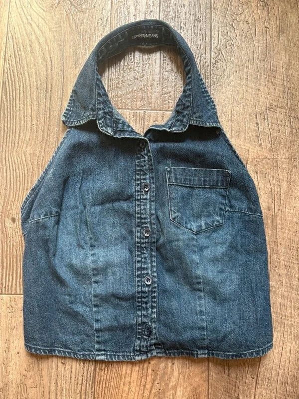 Express Jeans Dark Wash Denim Halter Top, Size S/M