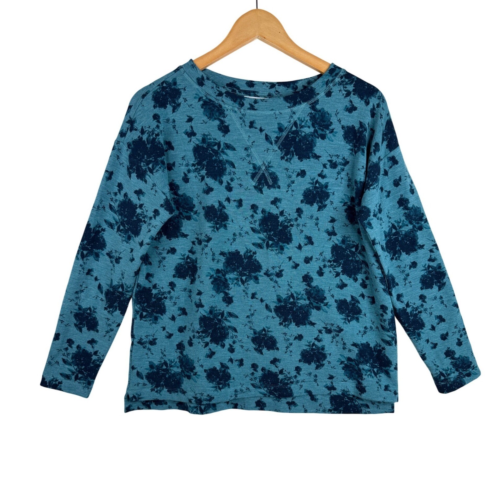 J. Jill Watercolor Floral Tie Dye Long Sleeve Kit Pullover size Small Petite Tea J. Jill Watercolor Floral Tie Dye Long Sleeve Kit Pullover size Small Petite Tea