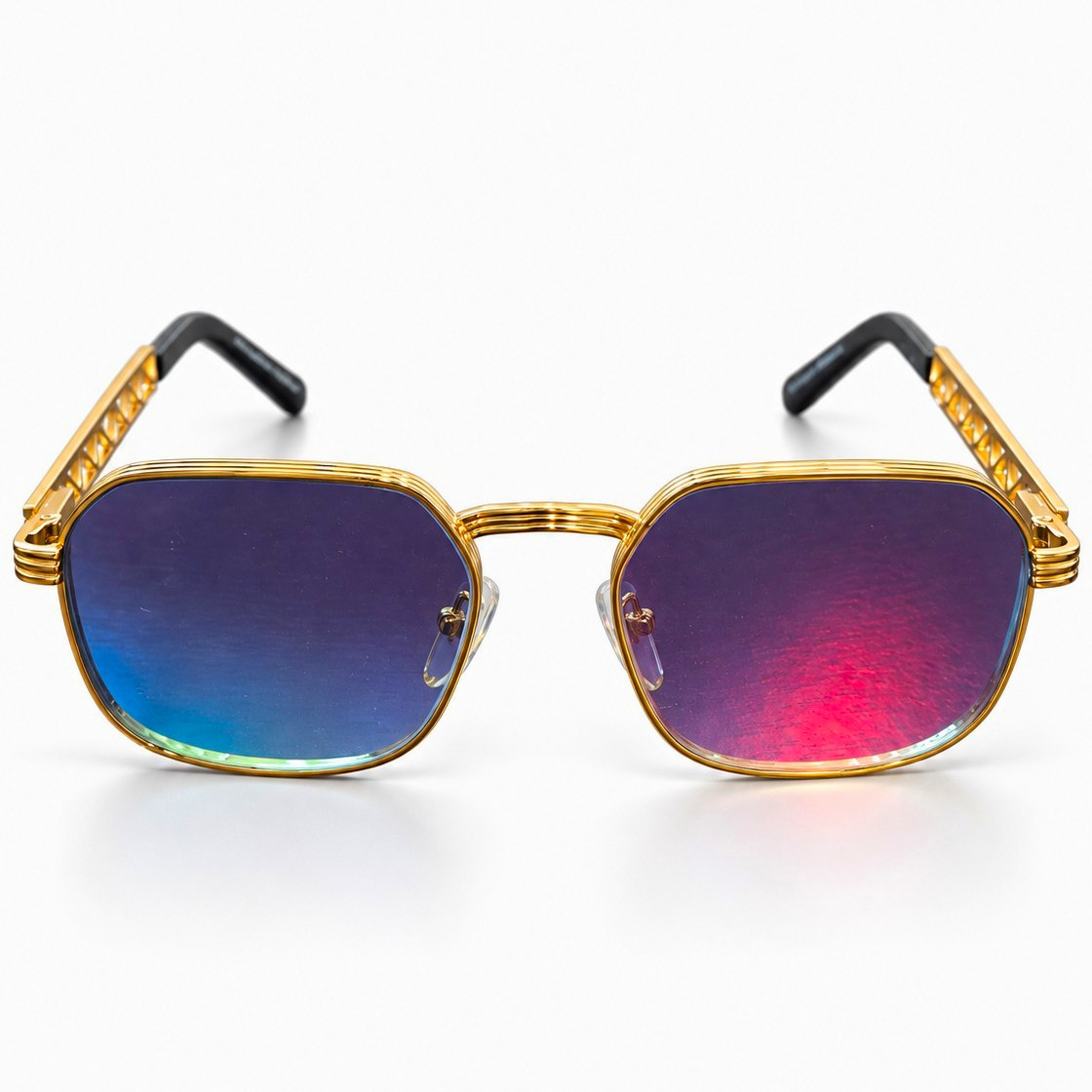 Vintage Frames CEO Jacques Cartier 24KT Gold Sunglasses 56-18-145 Blue Lens