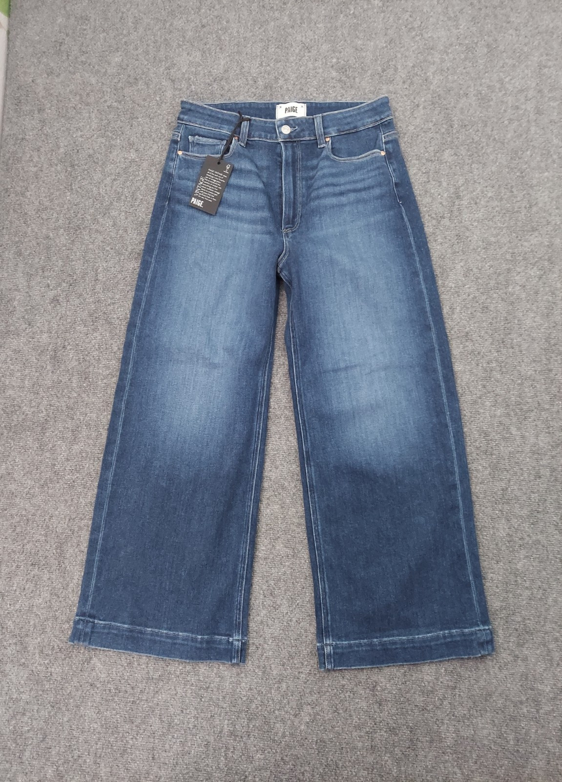 Paige Anessa Wide Leg Jeans Womens 30 Blue Medium Wash Ankle Soft Stretch NWT