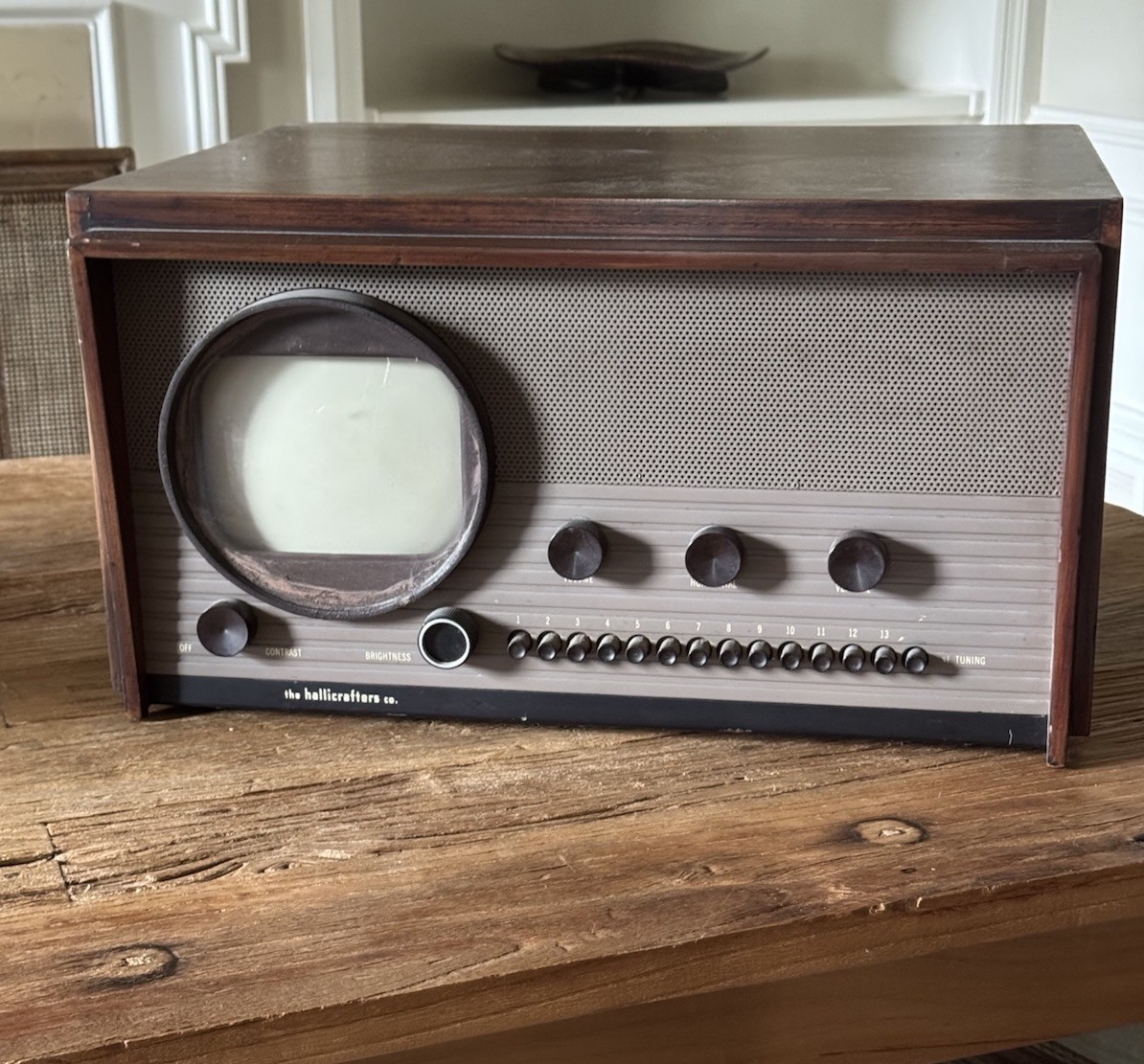 Vintage Hallicrafters Television Receiver Wood Cabinet Round Screen 1940s/50s