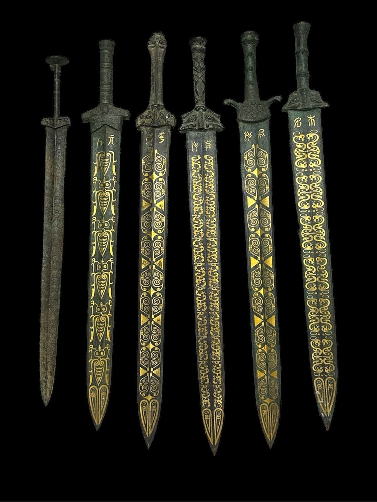 Very Rare And Unique Lot Of 6 Ancient Bronze 55cm+ Big Swords From Different Era