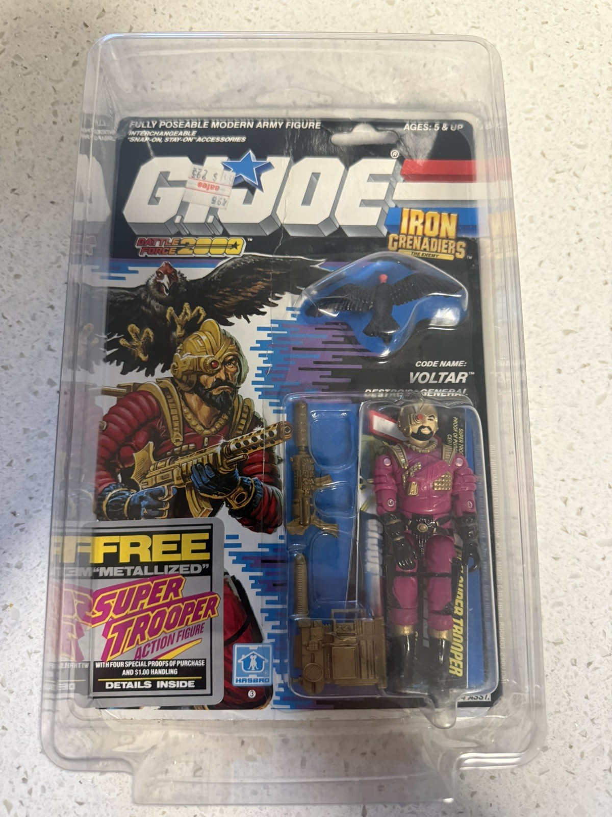 1988 Vintage G.I. Joe VOLTAR Iron Grenadiers General Sealed With Protector Case 