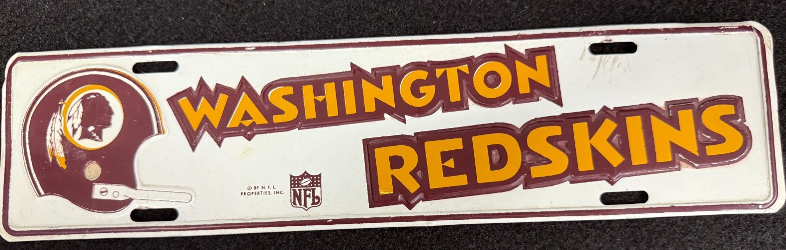 Rare 1970s Single Bar NFL Properties Washington Redskins Metal Sign Plate Rare 1970s Single Bar NFL Properties Washington Redskins Metal Sign Plate