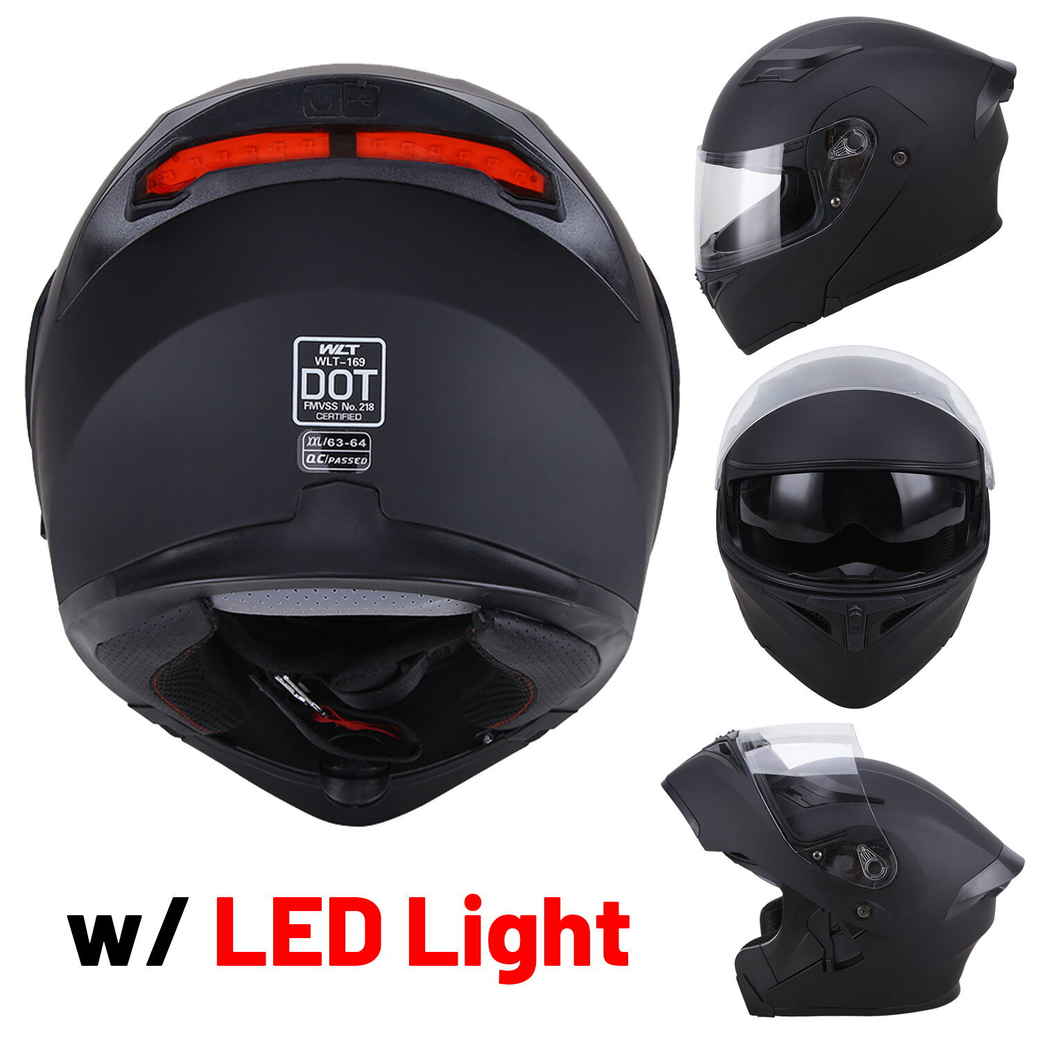 NEW DOT Flip up Modular Full Face Motorcycle Helmet Dual Visors with LED Helmet NEW DOT Flip up Modular Full Face Motorcycle Helmet Dual Visors with LED Helmet