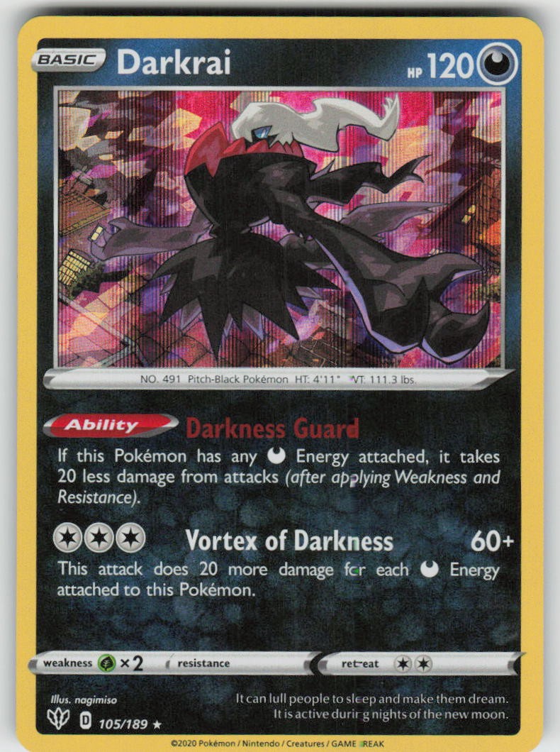 Holo Darkrai 105/189 Rare Darkness Ablaze Near Mint Holo Darkrai 105/189 Rare Darkness Ablaze Near Mint