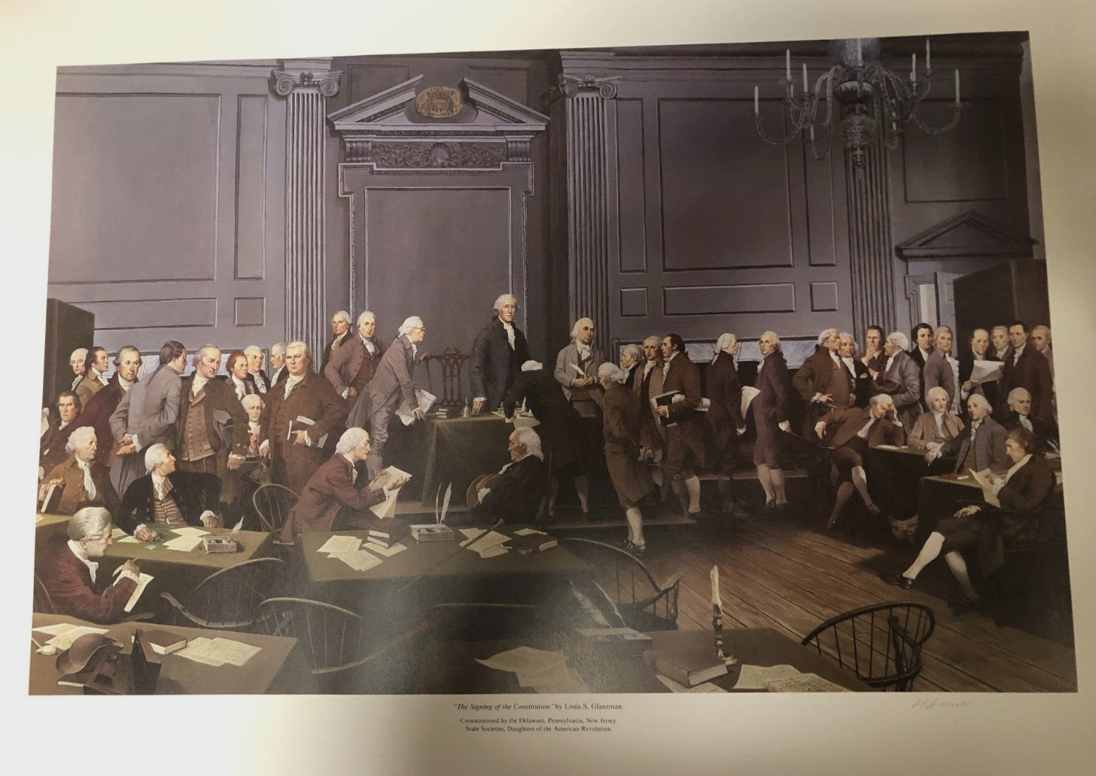 Signed Louis S Glanzman Constitution Bicentennial Print 1987 Historic 34 x 24 Signed Louis S Glanzman Constitution Bicentennial Print 1987 Historic 34 x 24