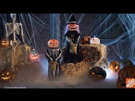 Home Accents Holiday Grave & Bones 3ft Animated LED Pumpkin Twins Halloween NIB Home Accents Holiday Grave & Bones 3ft Animated LED Pumpkin Twins Halloween NIB