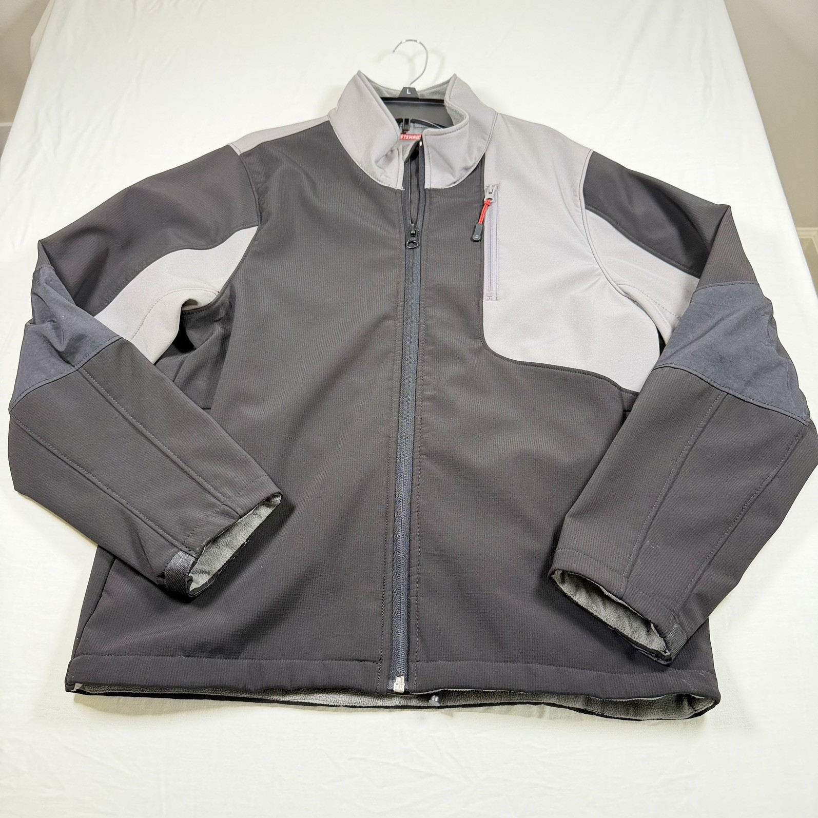 Craftsman Soft Shell Jacket Medium Gray Black Fleece Lined Full Zip Work Coat