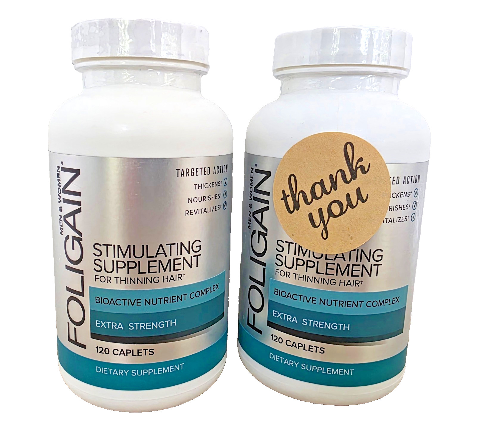 2x FOLIGAIN Stimulating Supplement For Thinning Hair, Men & Woman, 120 Ct *READ*