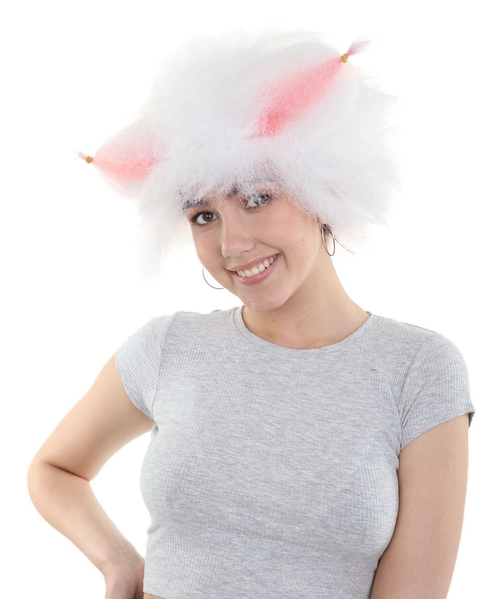 Victoria White Fluffy Cat Women\'s Wig with Pink Ears | Premium Breathable Caples Victoria White Fluffy Cat Women\'s Wig with Pink Ears | Premium Breathable Caples