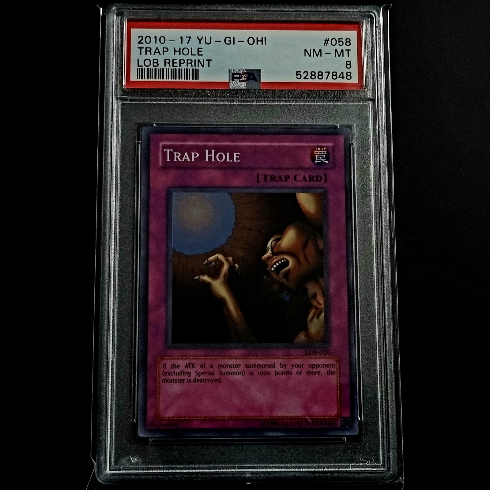 PSA 8 Trap Hole // LOB reprint holo // 2010-2017 yugioh