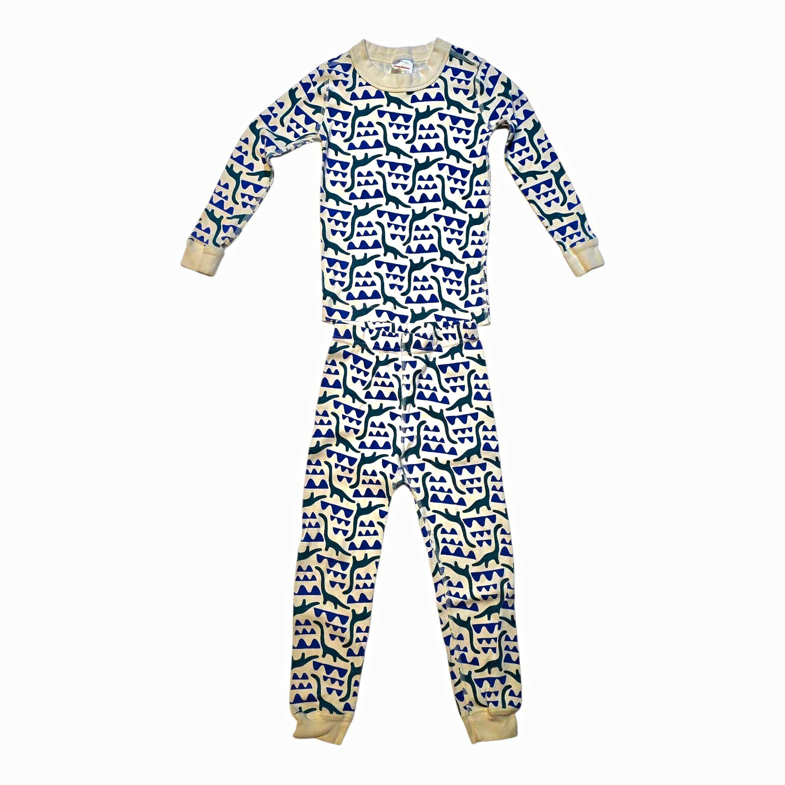 Hanna Andersson 2-Piece Organic Cotton Knit Long Sleeve Pajama Set 4 Blue/White Hanna Andersson 2-Piece Organic Cotton Knit Long Sleeve Pajama Set 4 Blue/White
