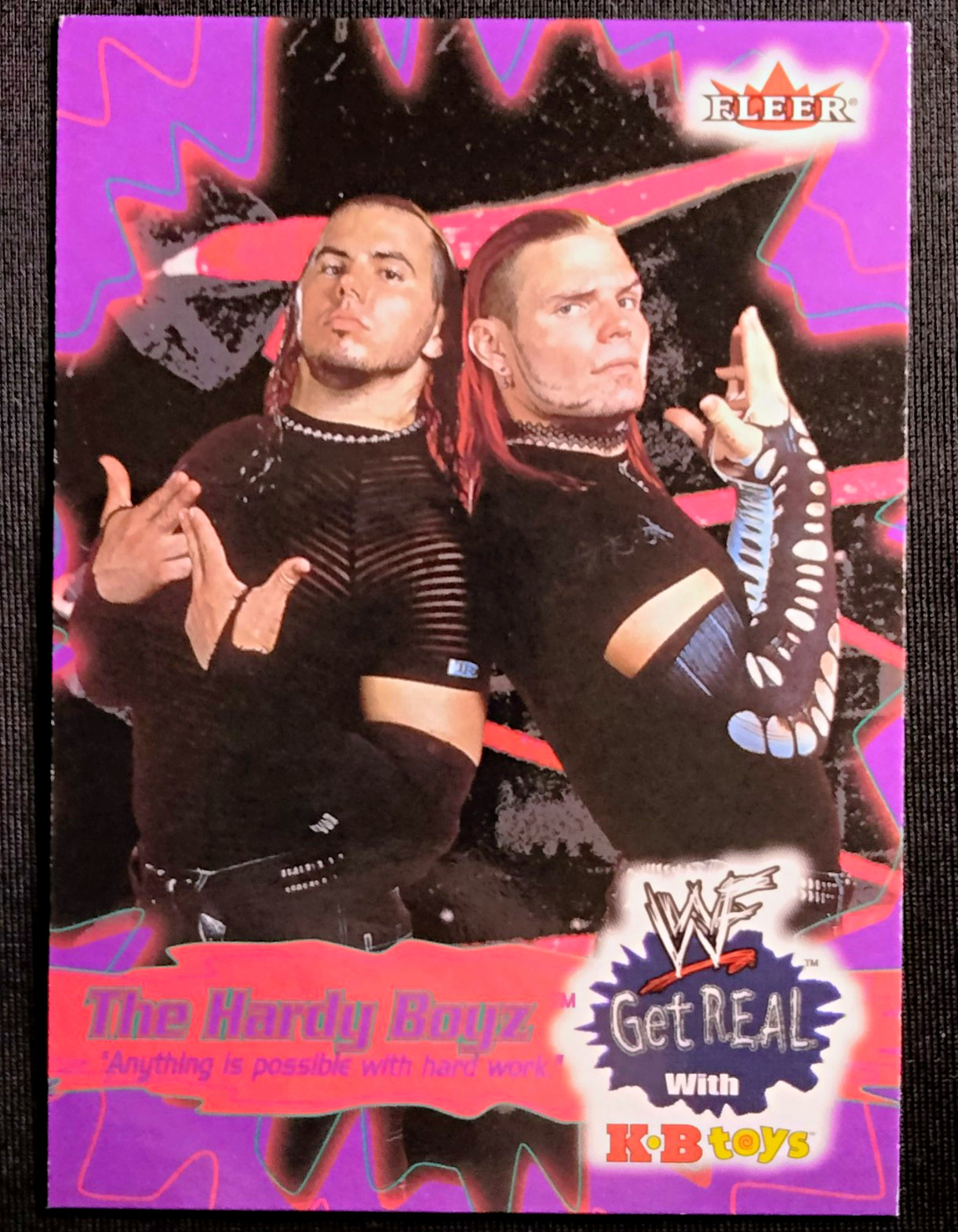 2001 Fleer WWF Get Real w/ K-B Toys The Hardy Boyz Insert #9/18 NM/M Promo card 2001 Fleer WWF Get Real w/ K-B Toys The Hardy Boyz Insert #9/18 NM/M Promo card