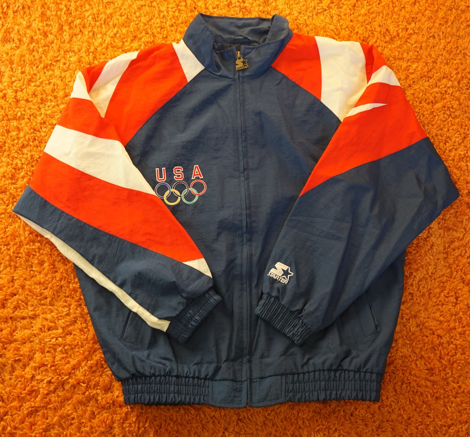 Vintage 1996 USA Eagle Olympics Team Starter Windbreaker Jacket Rare Mens Large