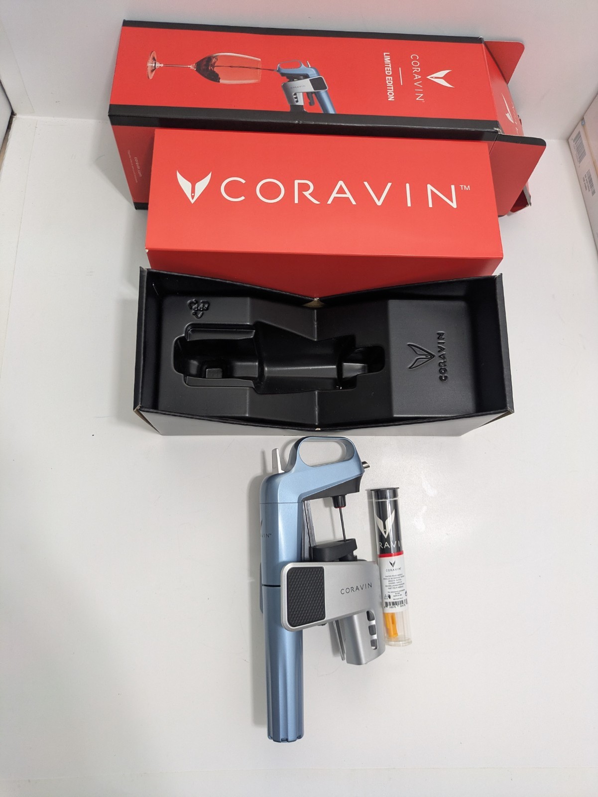 Coravin Model 2 Limited Edition Wine Preservation System, Steel Blue. SHIS FREE Coravin Model 2 Limited Edition Wine Preservation System, Steel Blue. SHIS FREE