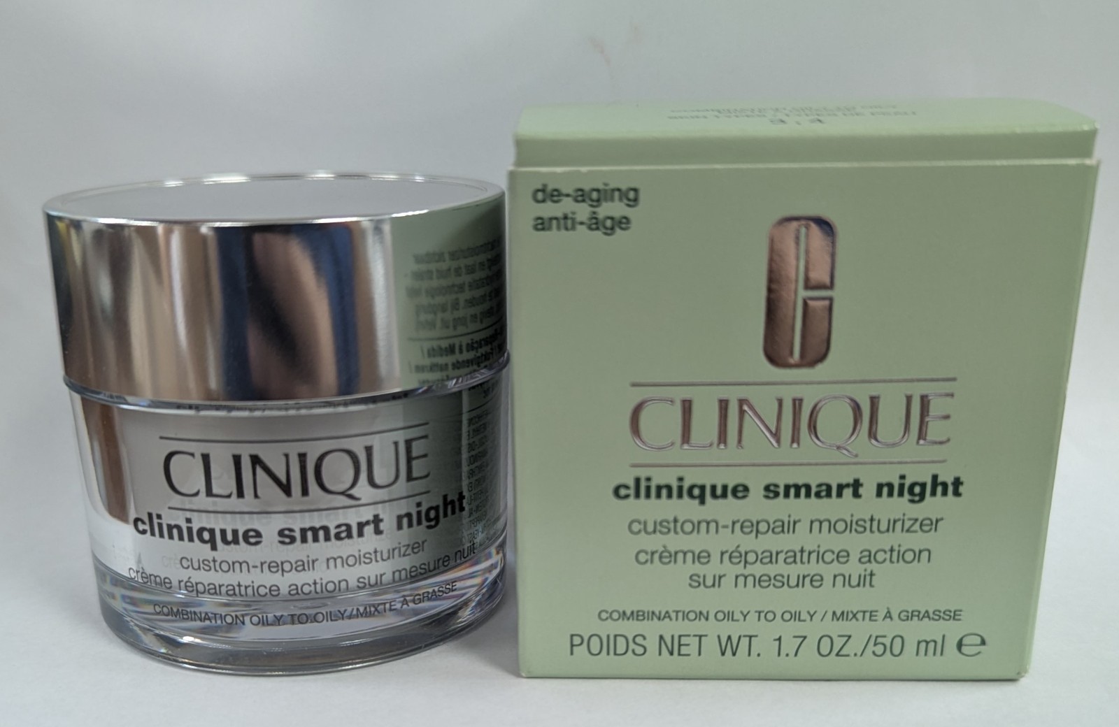 CLINIQUE SMARTNIGHT CUSTOM-REPAIR MOISTURIZER 3,4 COMBINATION OILY to OILY 1.7oz CLINIQUE SMARTNIGHT CUSTOM-REPAIR MOISTURIZER 3,4 COMBINATION OILY to OILY 1.7oz