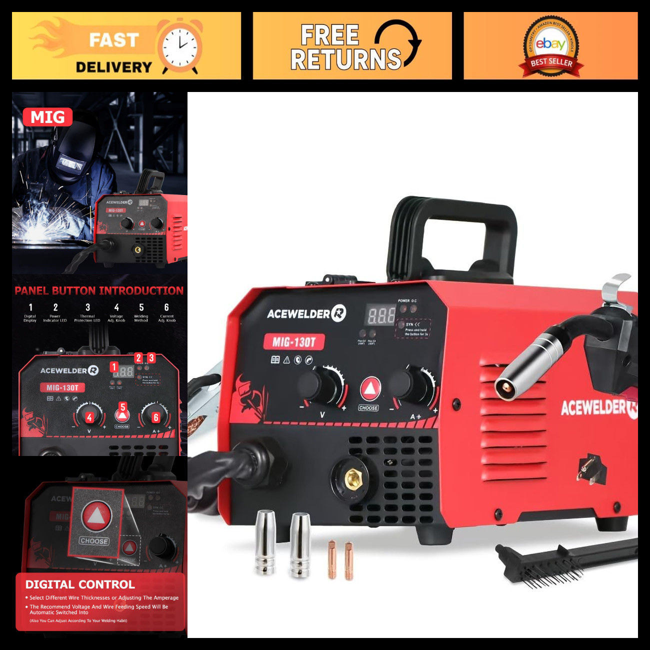 130A Gasless MIG Welder 110V Portable IGBT Inverter Flux Core Welding Machine 130A Gasless MIG Welder 110V Portable IGBT Inverter Flux Core Welding Machine