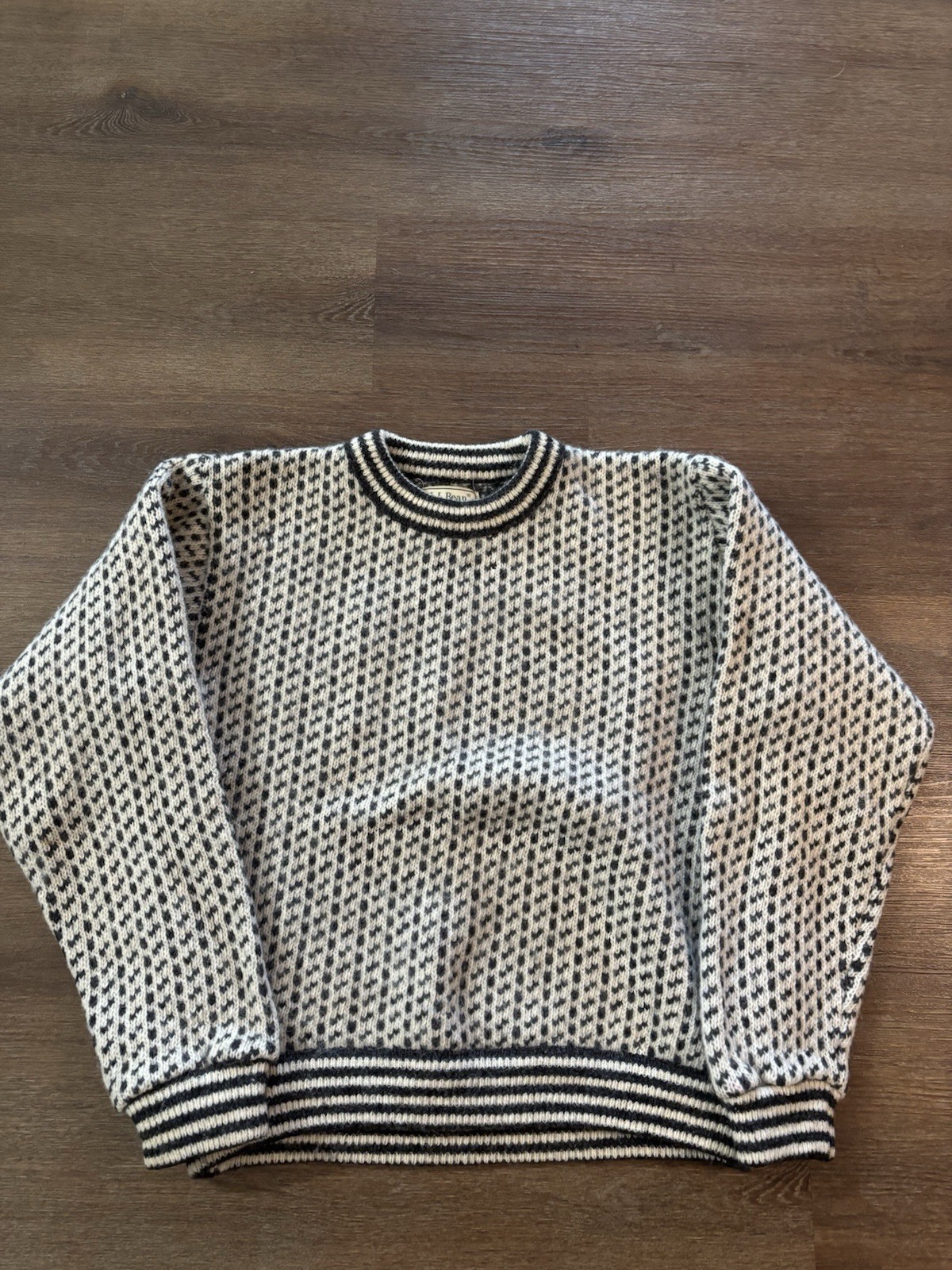 Vintage LL Bean Norwegian Fisherman Sweater Mens Medium Wool Birdseye 80s