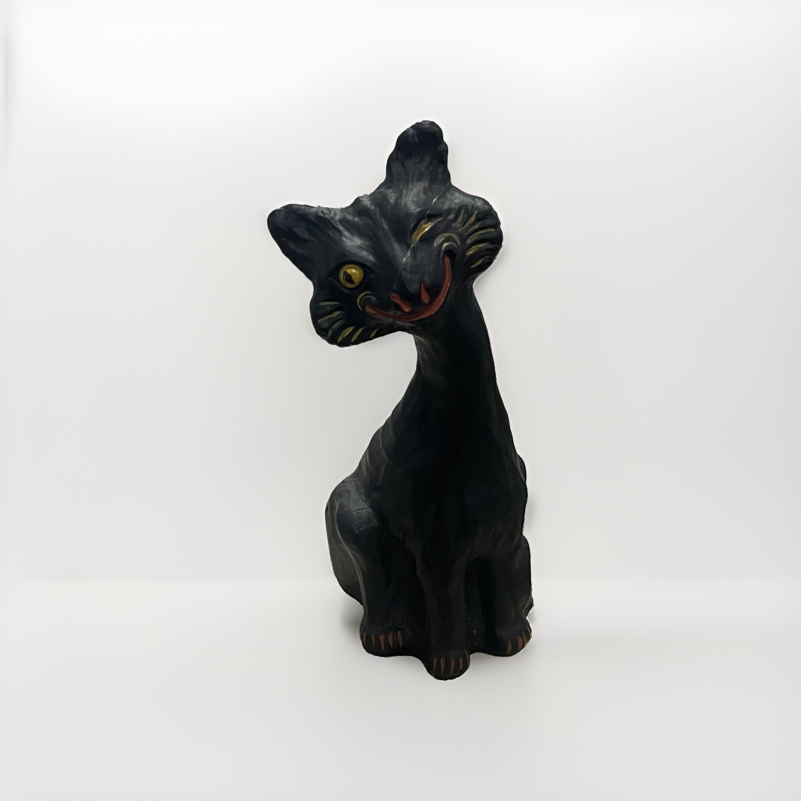 RARE painted Vintage Tiffin Ceramic Figurine GROTESQUE CAT  Scary Halloween