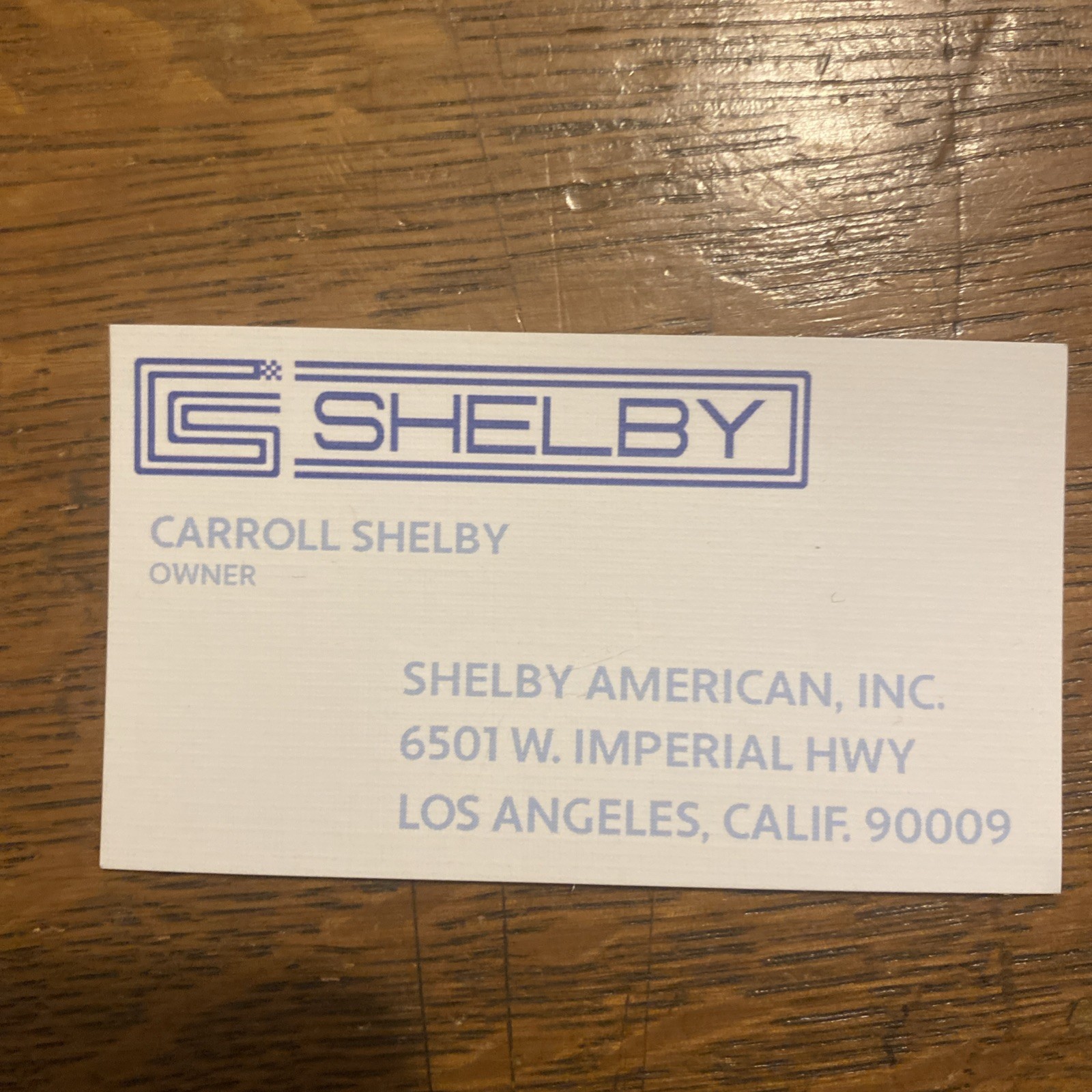 1990s Carroll Shelby Shelby American Businesscard 1990s Carroll Shelby Shelby American Businesscard