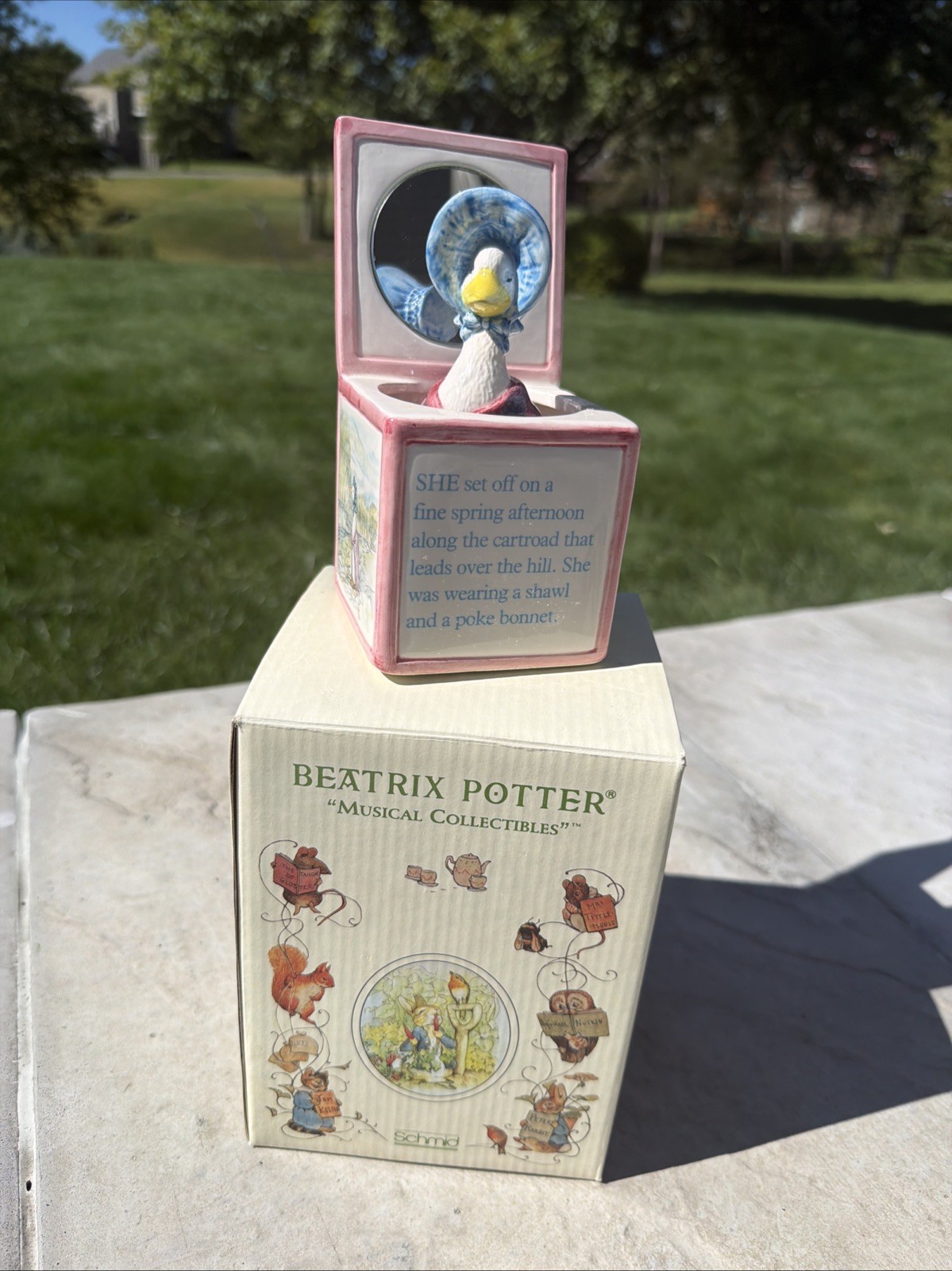 Rare1992 F Warne Beatrice Potter Jemima PuddleDuck Rotating Music Box by Schmid