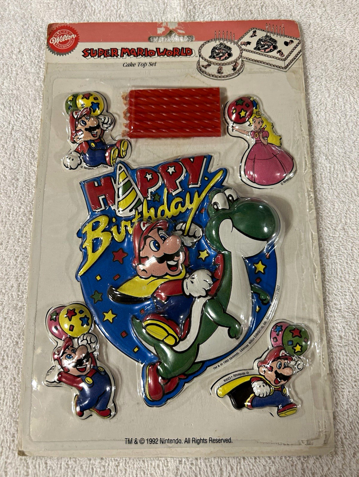 Old Vintage Wilton Super Mario World Mario Cake Topper Set 5pc w/ Candles Old Vintage Wilton Super Mario World Mario Cake Topper Set 5pc w/ Candles