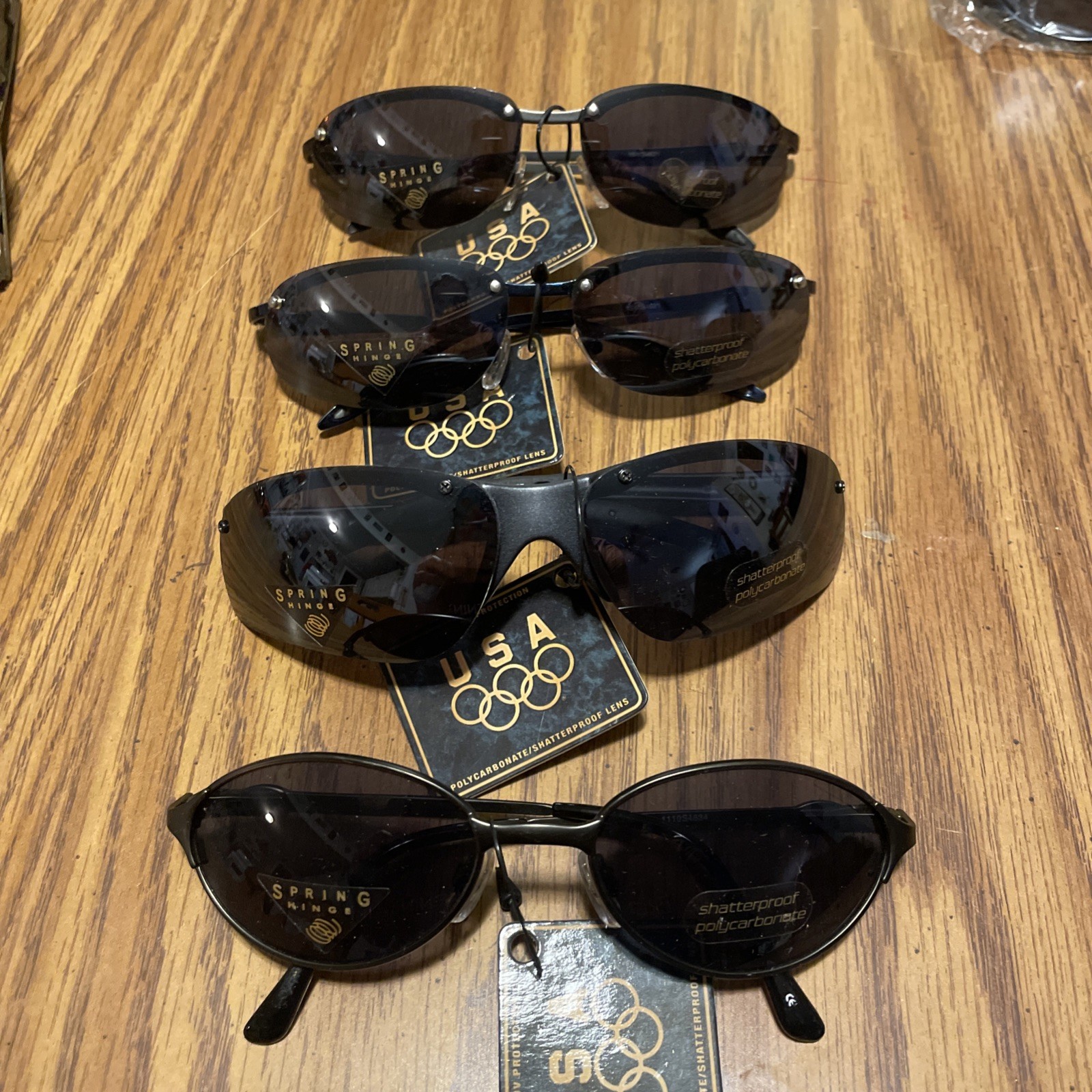 Lot 4 NOS Vtg 90’s USA Olympic Sunglasses Black Wraparound Sport UV Protection Lot 4 NOS Vtg 90’s USA Olympic Sunglasses Black Wraparound Sport UV Protection