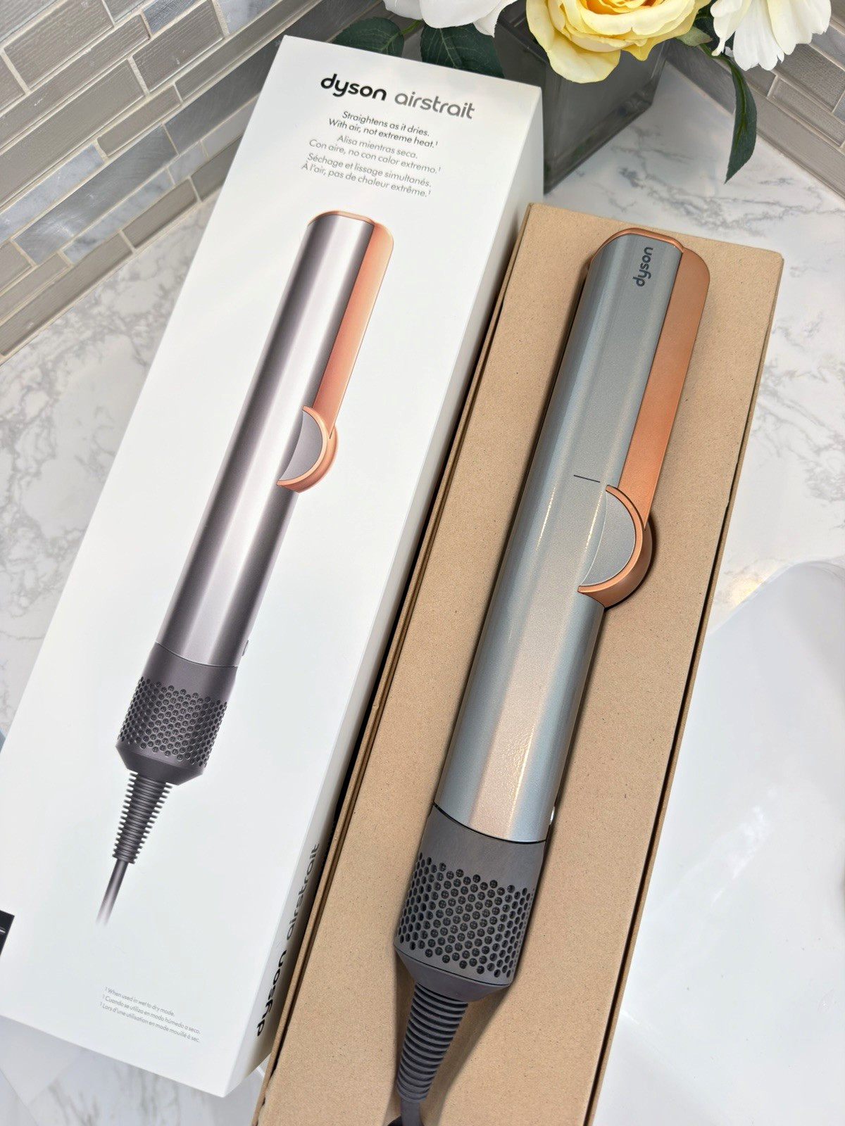 Dyson Airstrait Nickel/Copper Excellent Condition Complete w/ Box & Accessories Dyson Airstrait Nickel/Copper Excellent Condition Complete w/ Box & Accessories