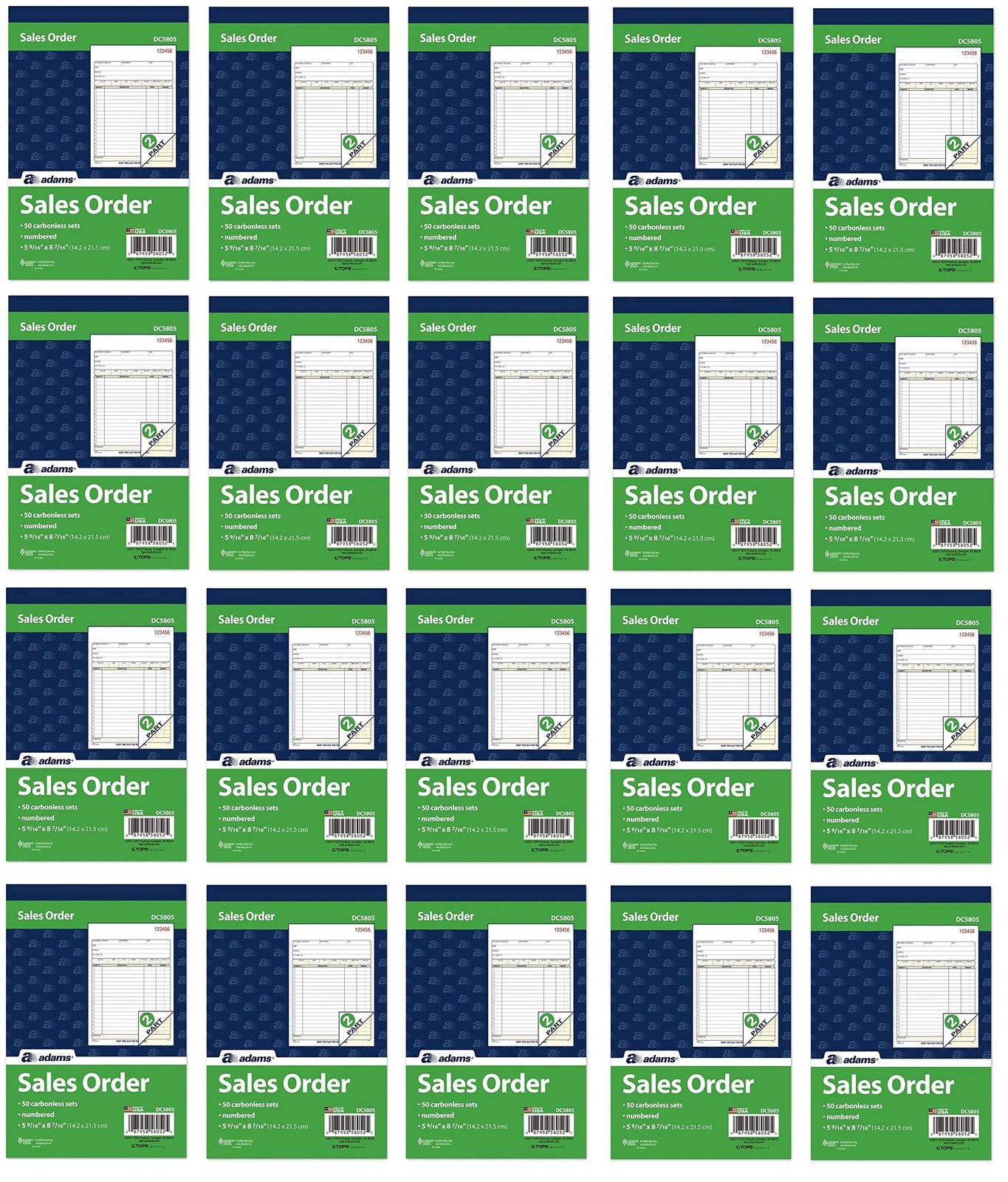 Adams DC5805 Sales Order Book 2-Part Carbonless White Canary 50 Sets Adams DC5805 Sales Order Book 2-Part Carbonless White Canary 50 Sets