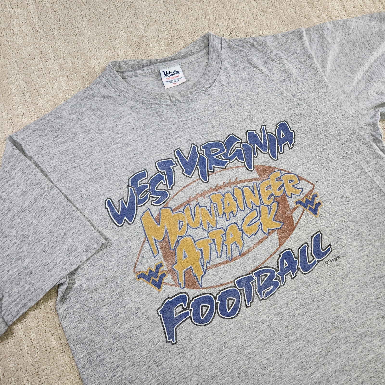 Vintage WVU Mountaineers Shirt Men XL 90s NCAA Football West Virginia USA Made